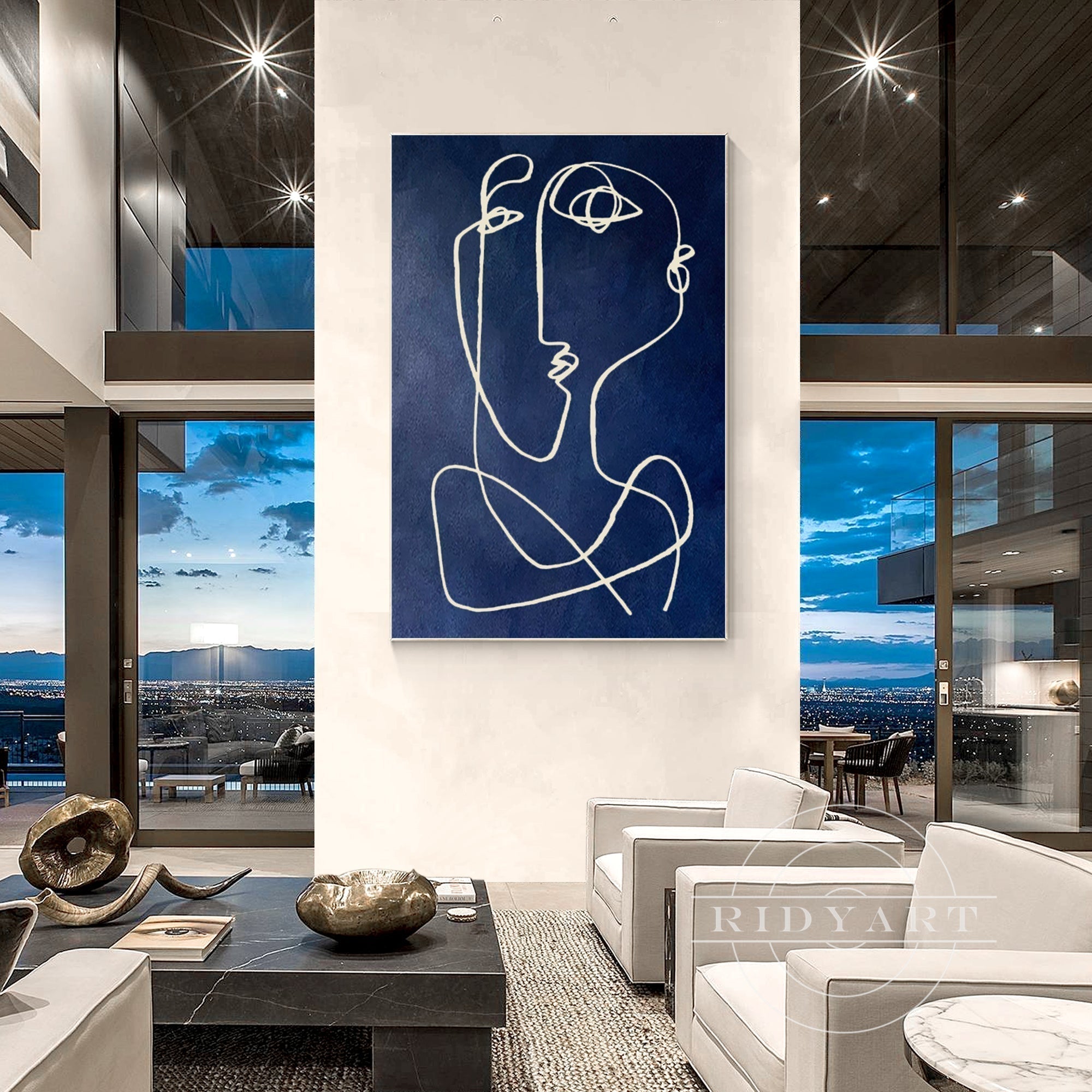 Navy Blue Picasso Line Art