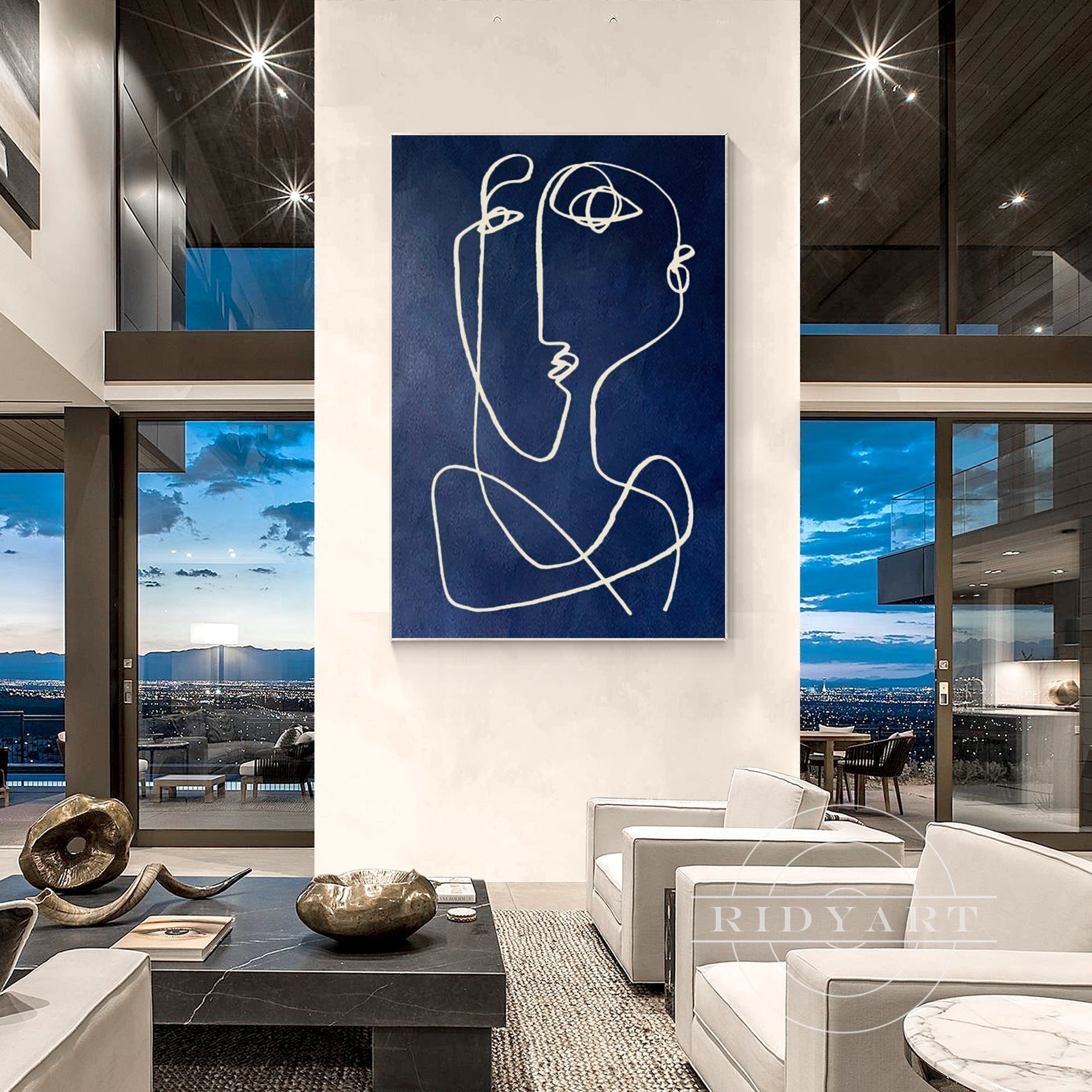 Navy Blue Picasso Line Art