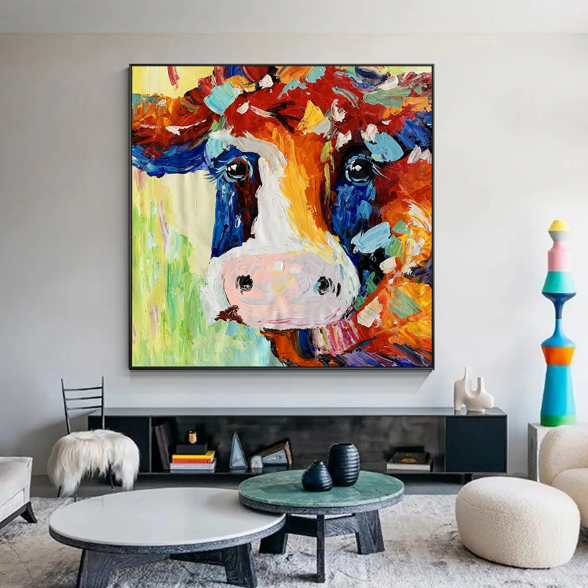 Colorful Cute Cow Painting