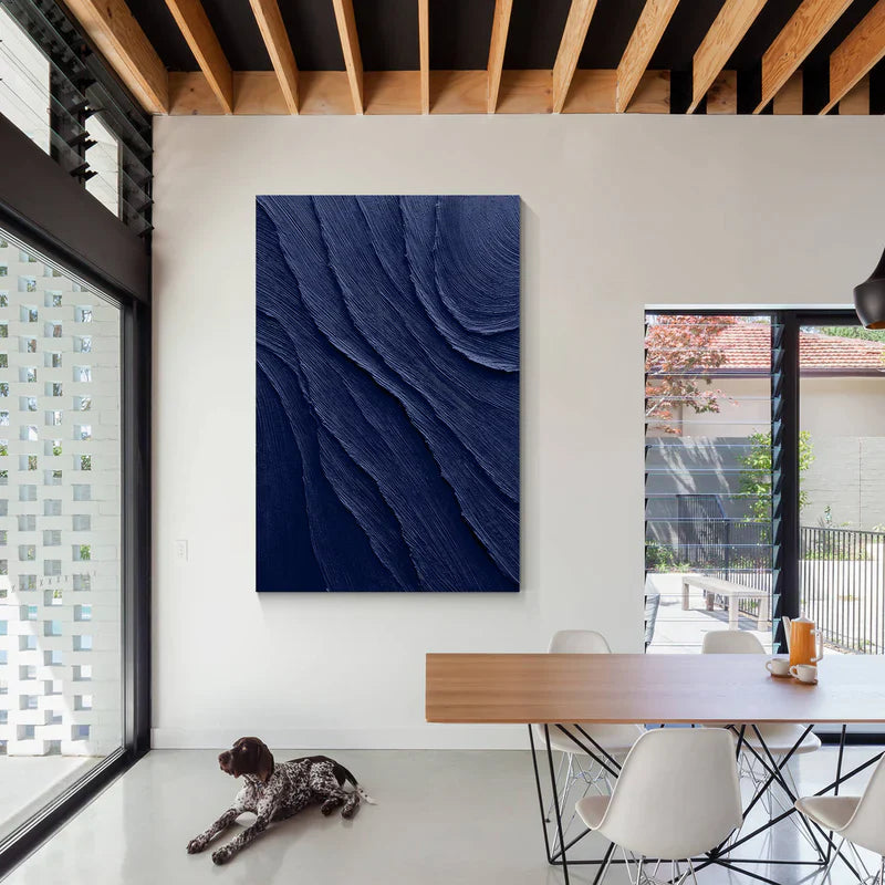 Navy Blue Textured Wall Art