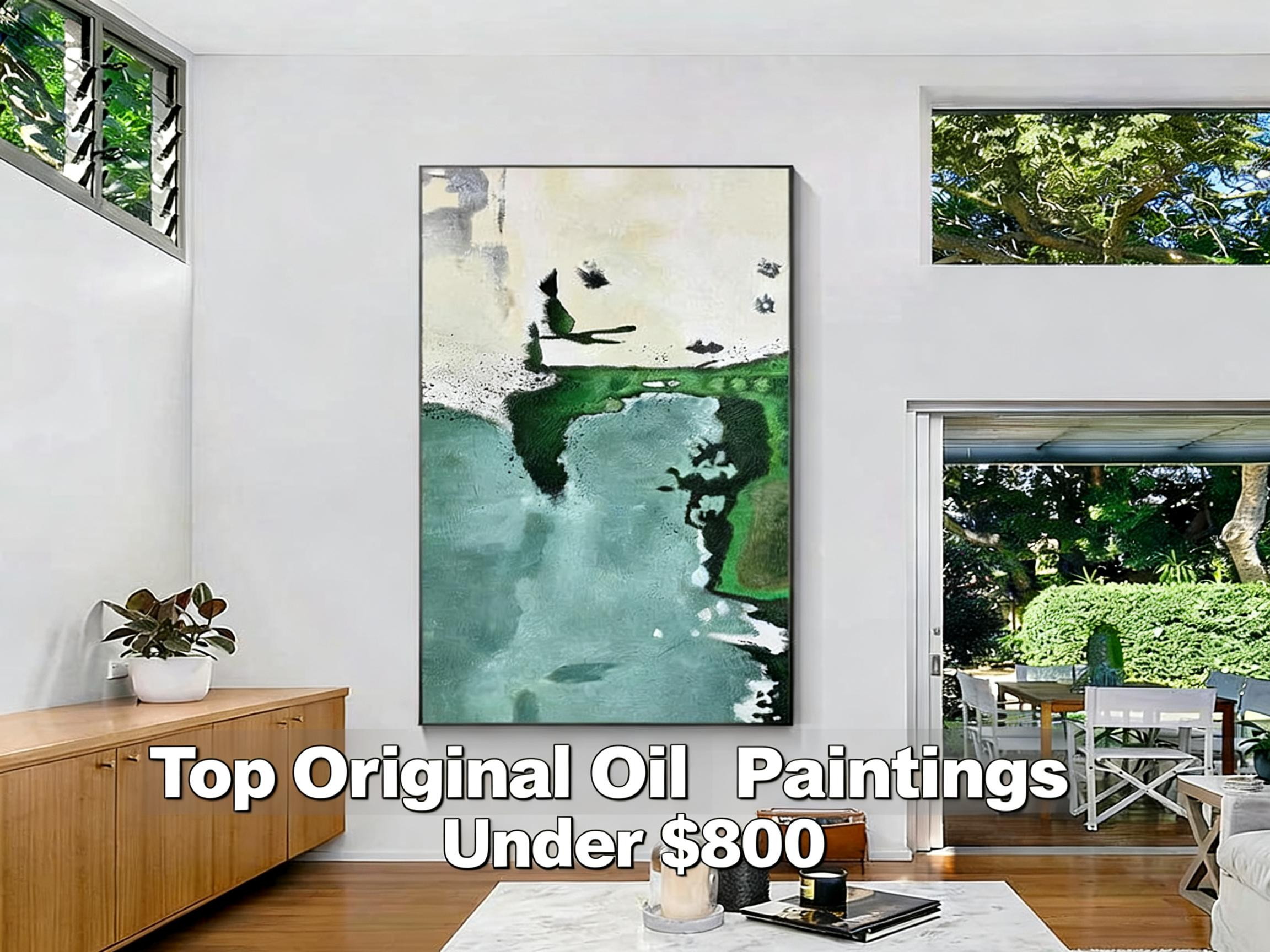 green large abstract painting for living room
