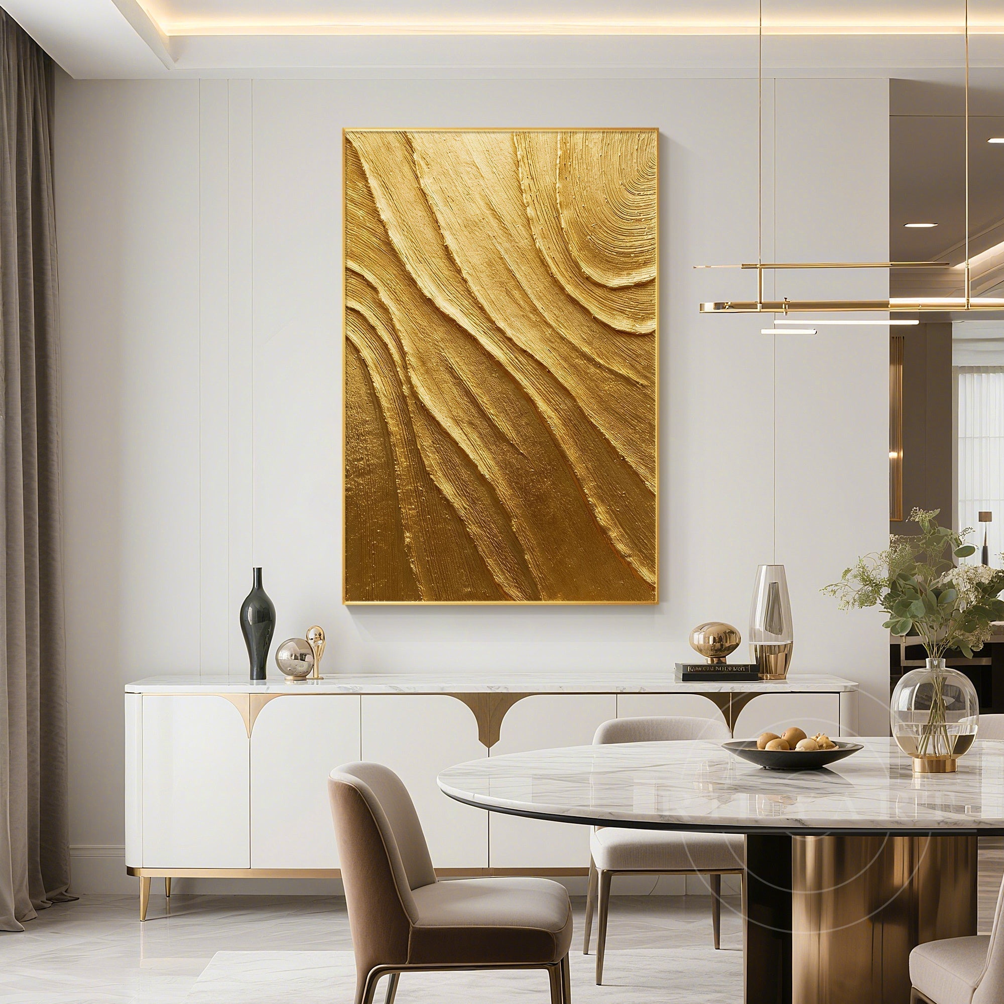Gold Abstract Textured Wall Art Hand Painted Canvas