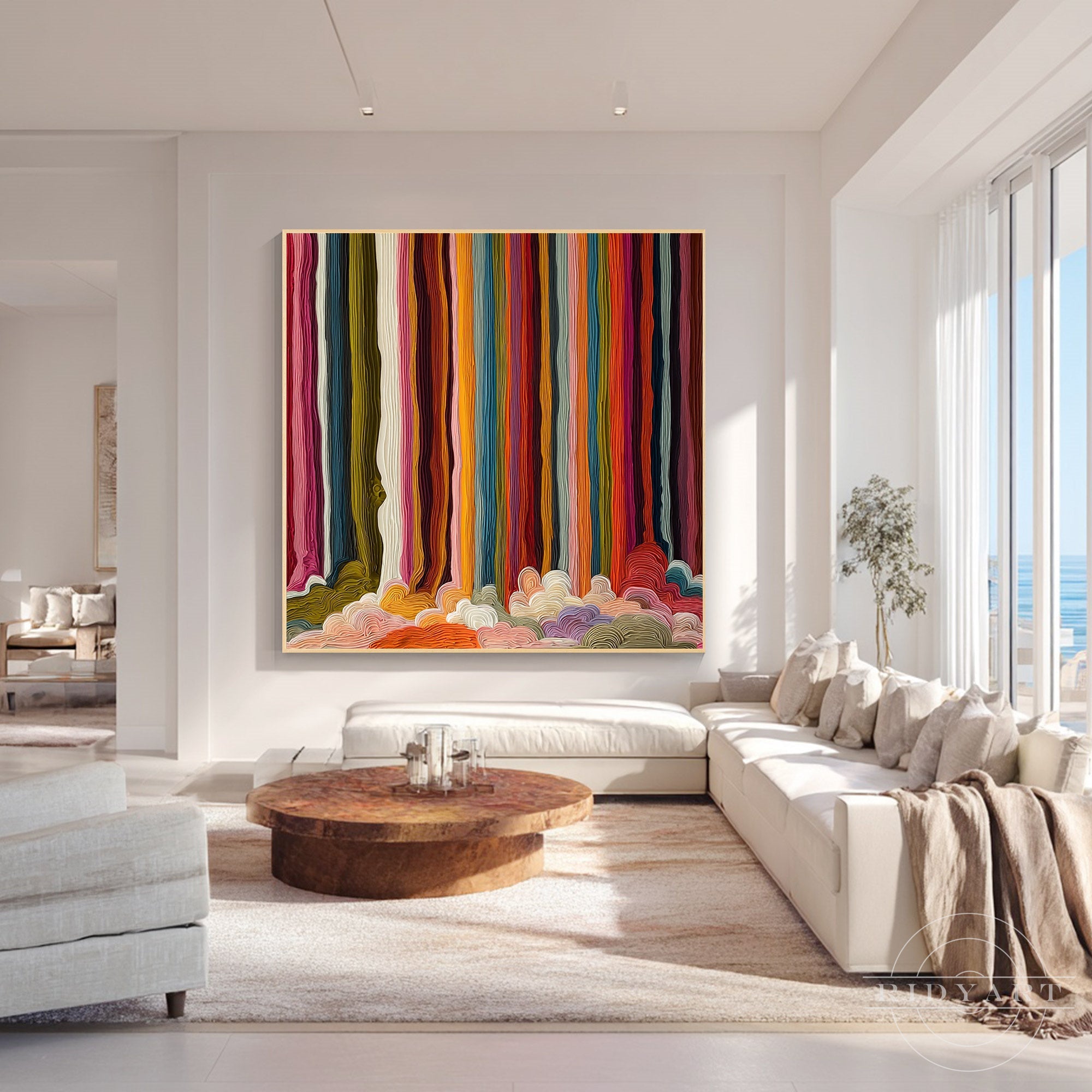 Colorful Vertical Line Canvas Art Colorful Stripe Abstract Painting