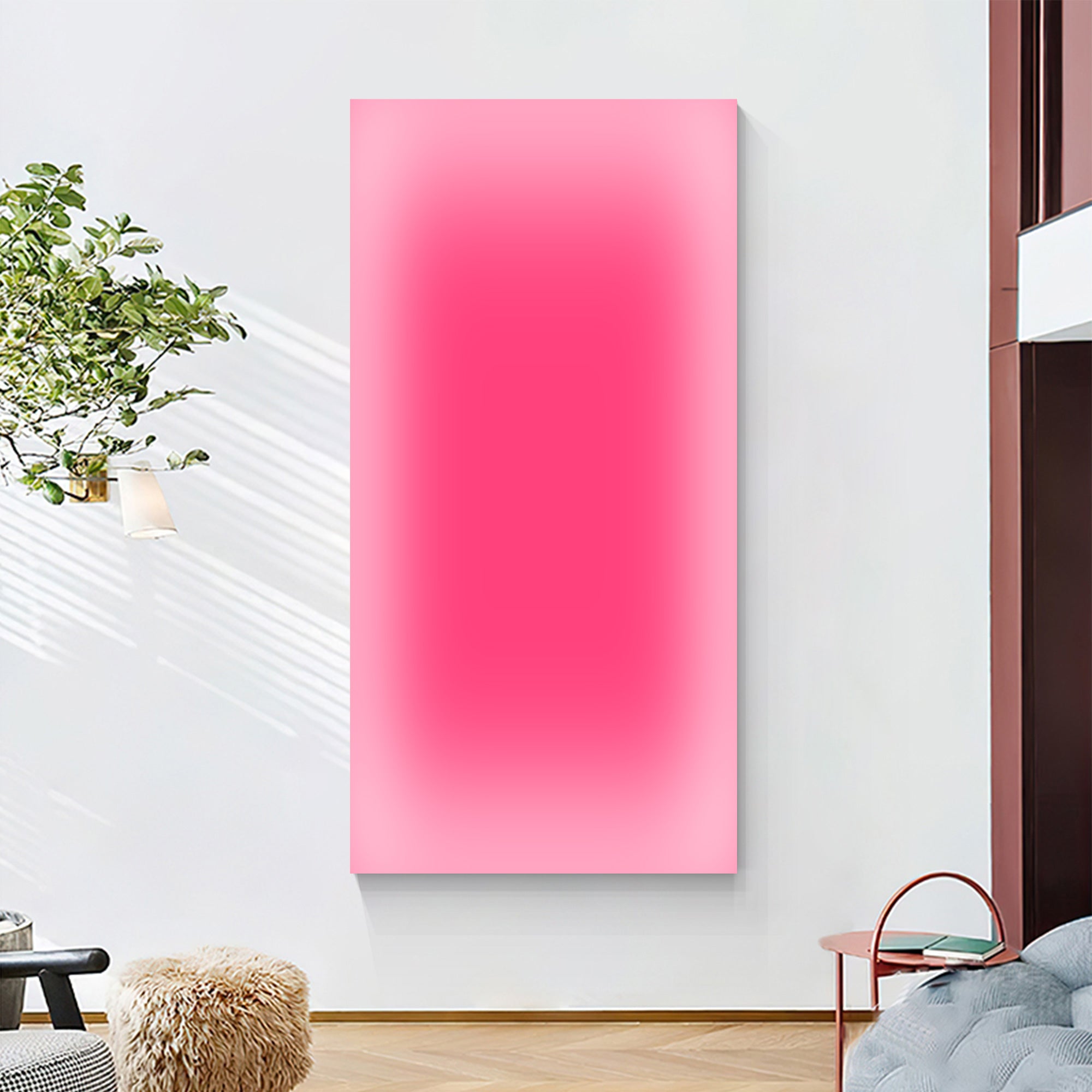 large pink painting for entryway