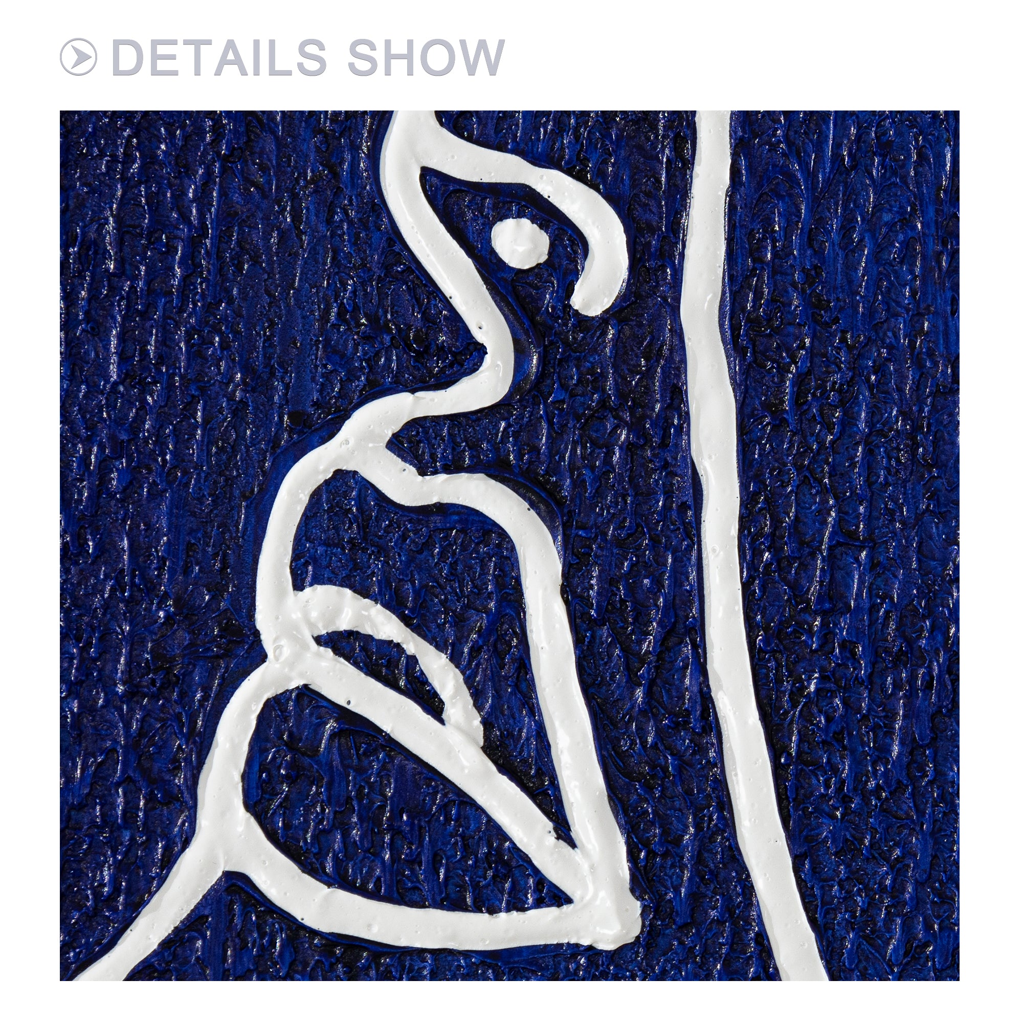 Pintura de perfil feminino em estilo Picasso - Arte de parede azul marinho