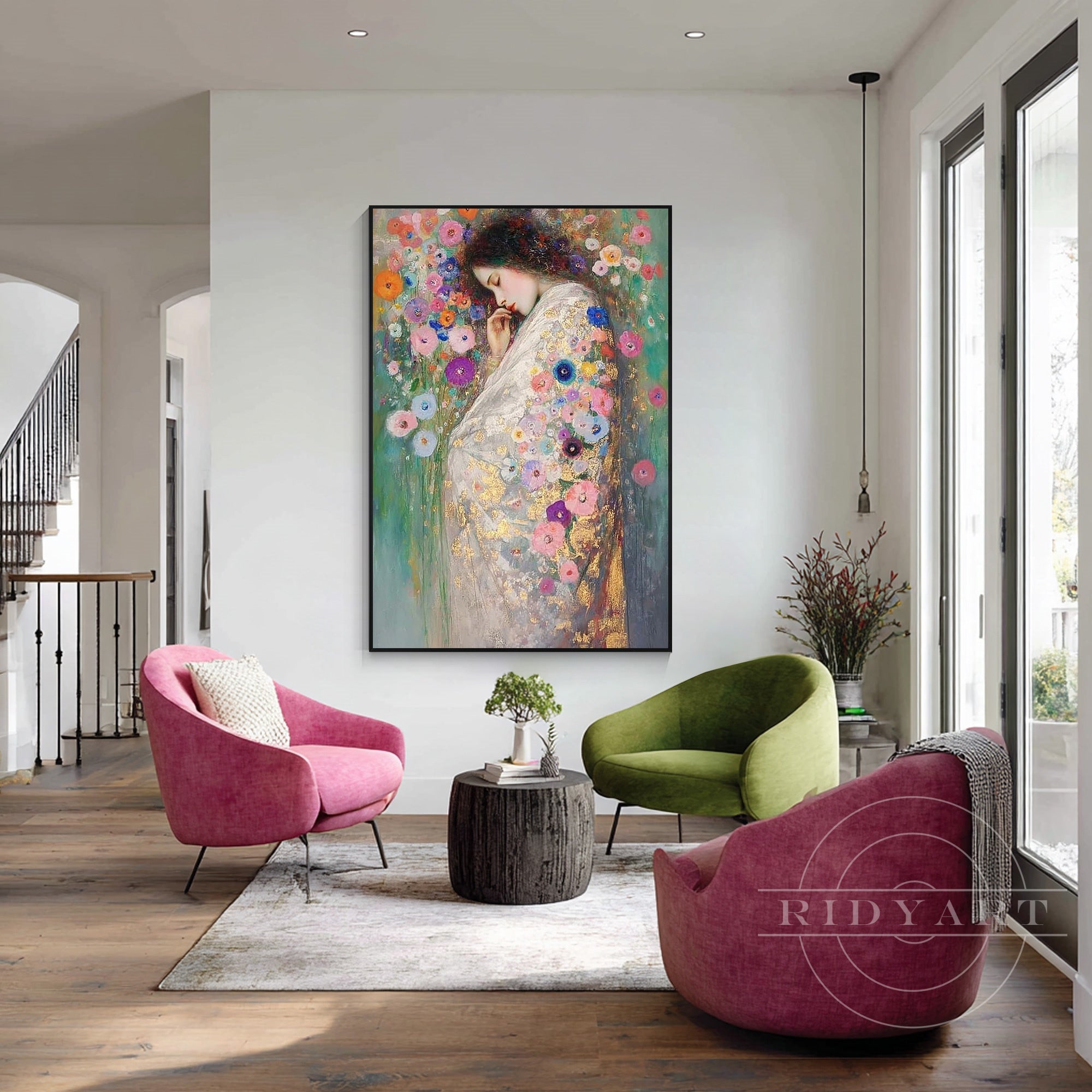 abstract floral girl portrait for bedroom décor