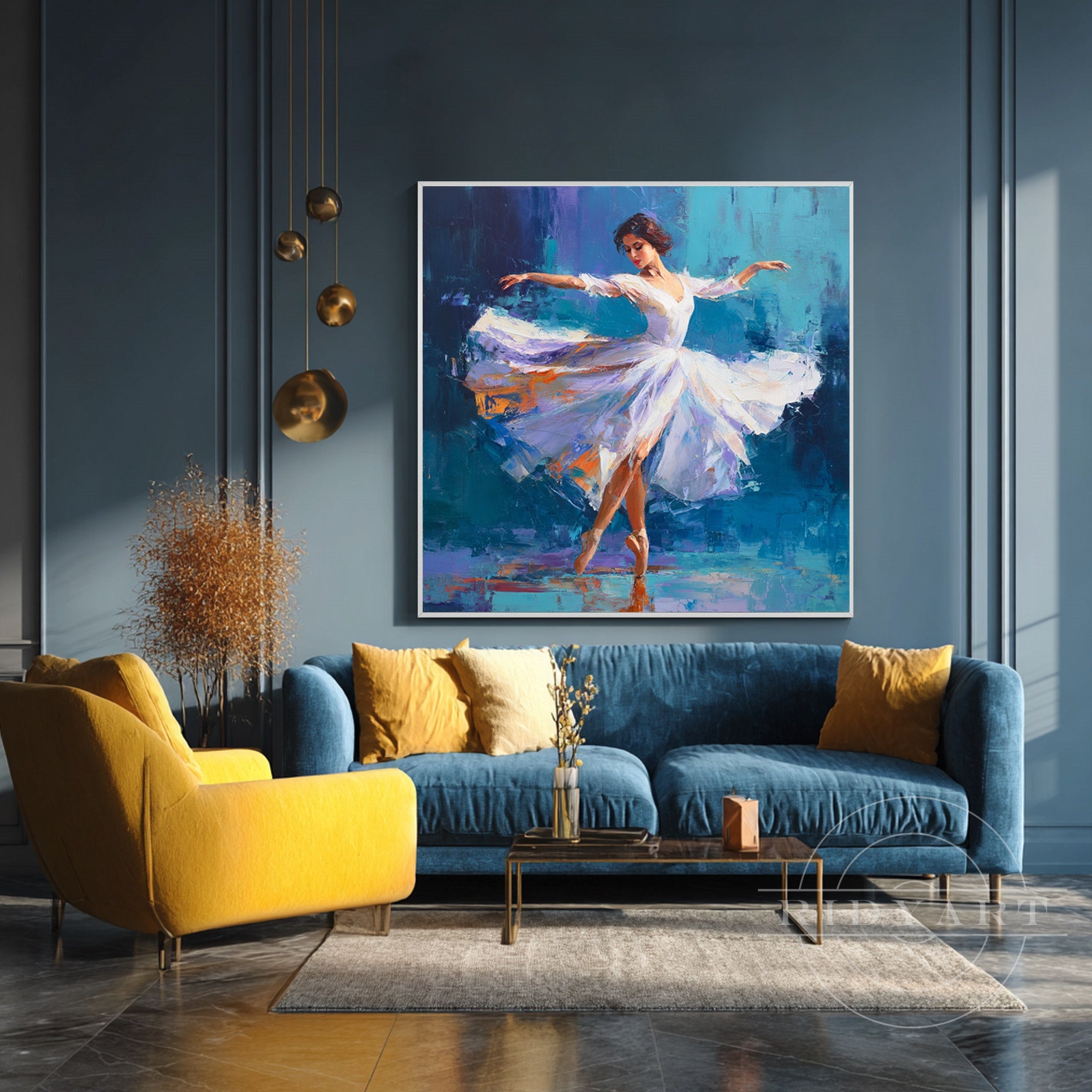 modern ballet dancer wall art textured canvas painting