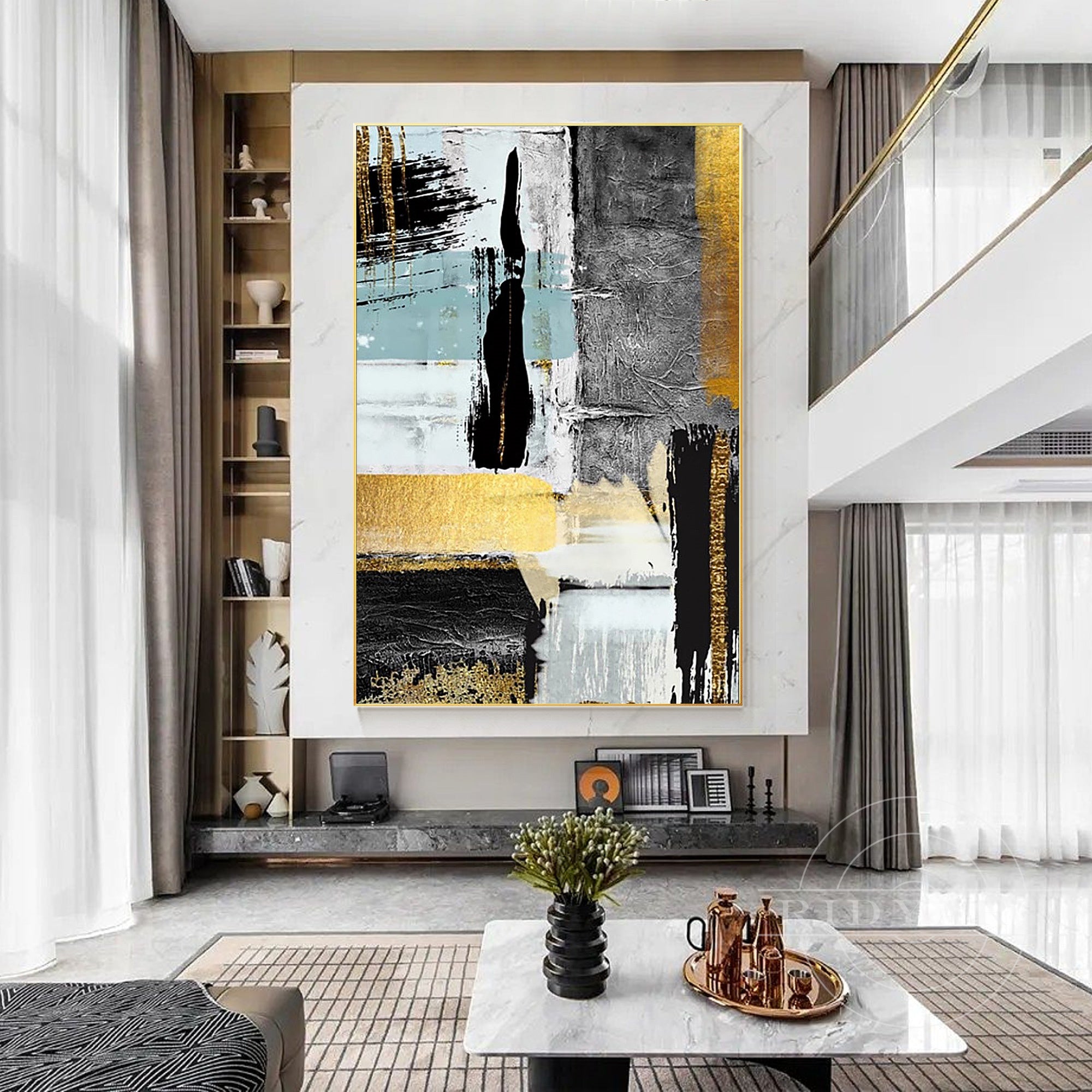 gold accent abstract contemporary artwork