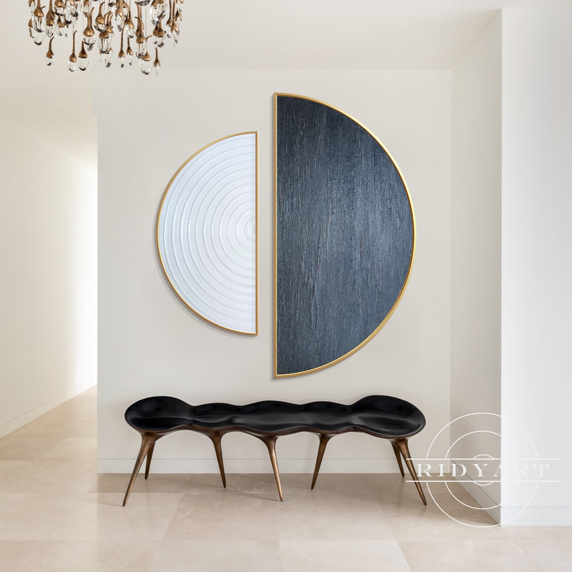 Modern abstract framed wall art set