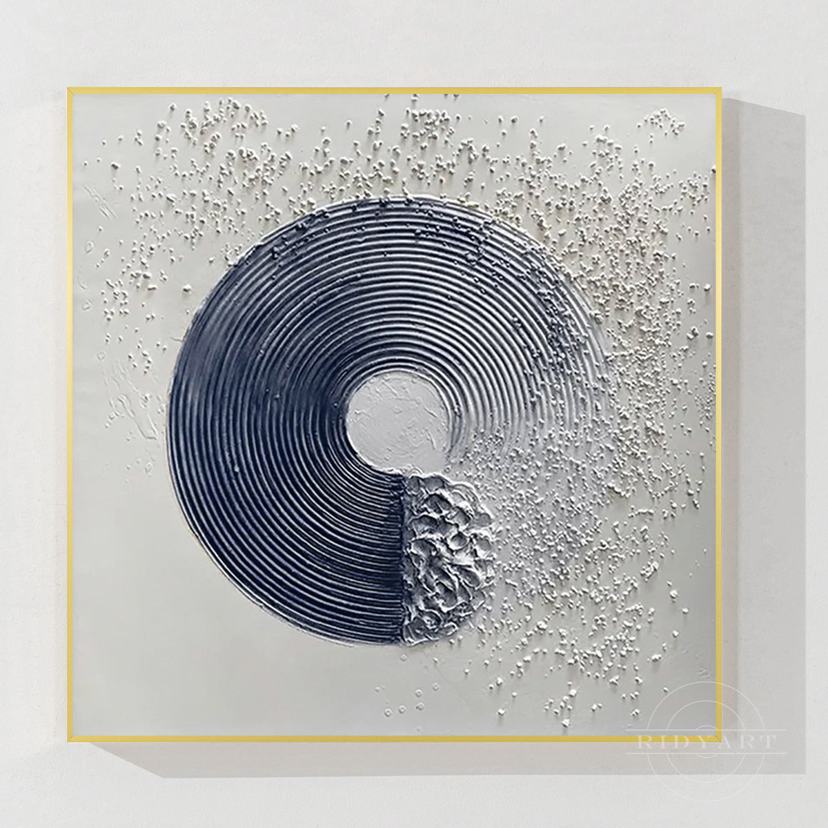 Navy Blue Textured Abstract Painting