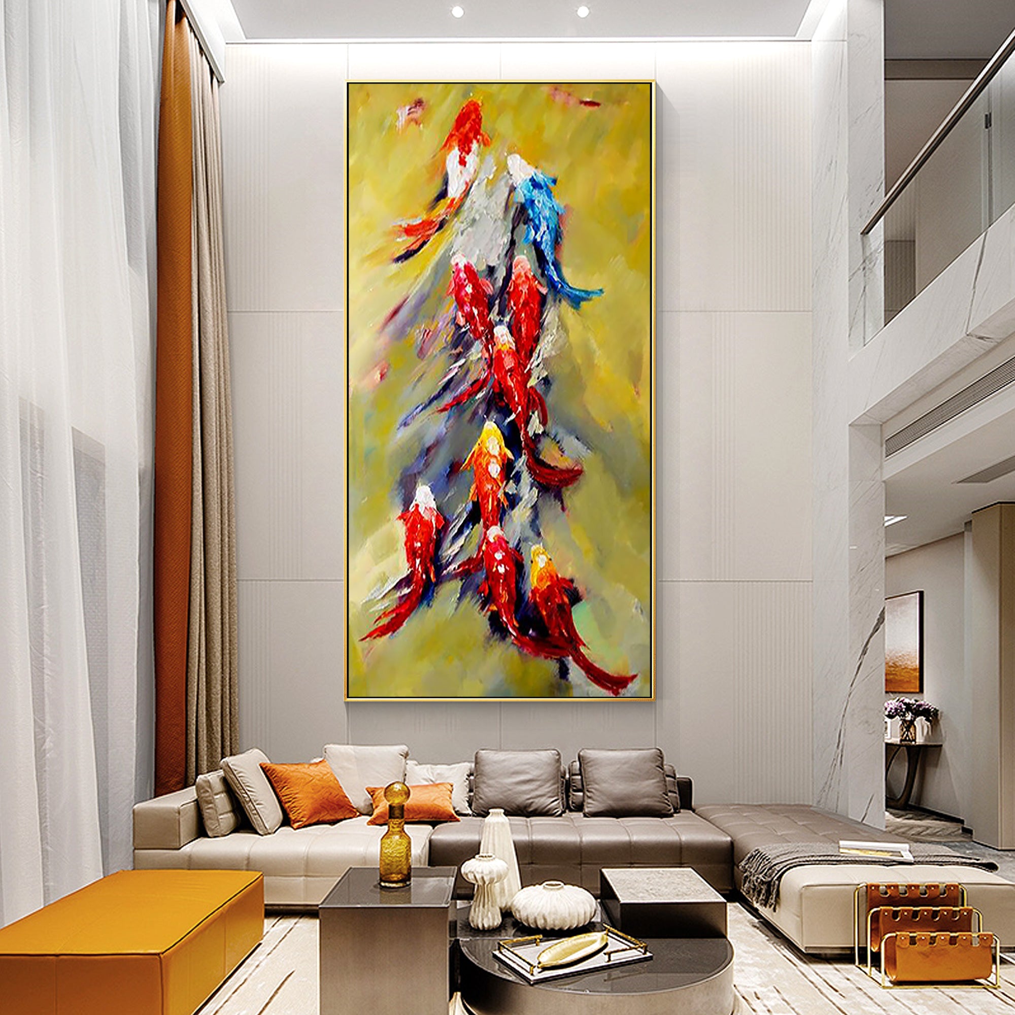 Bunte Koi-Fische Malerei Feng Shui Kunst