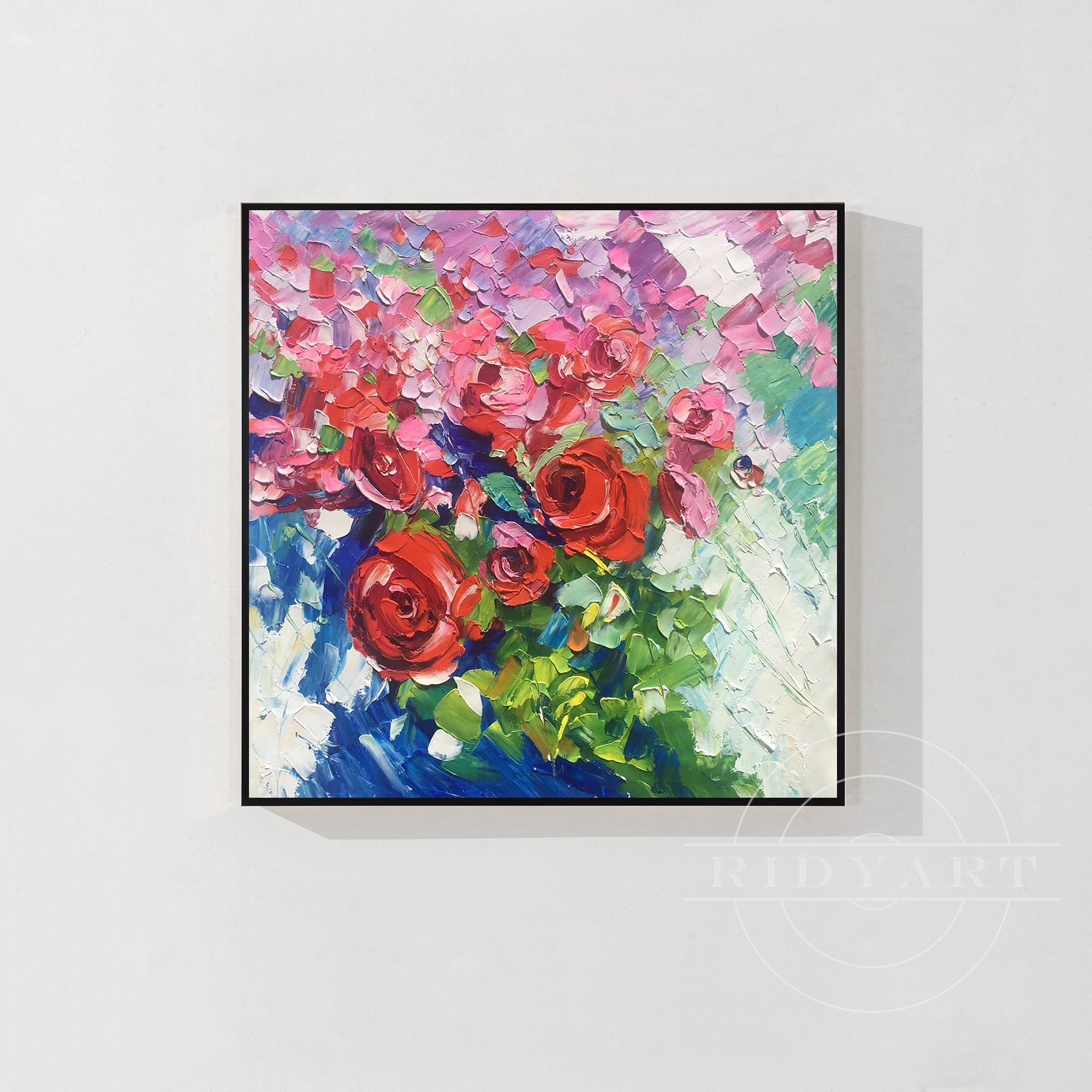 Red Pink 3D Rose Wall Art