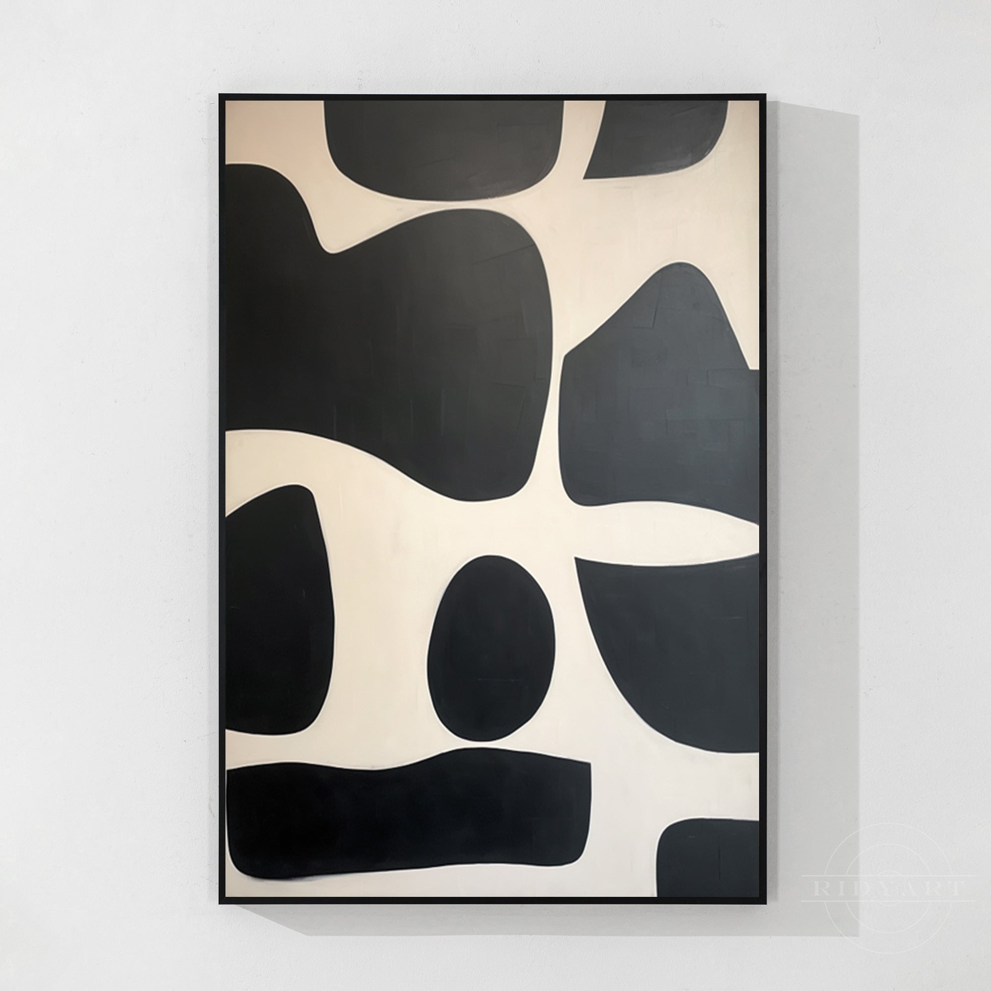 Schwarz-Beige, geometrische organische Formmalerei