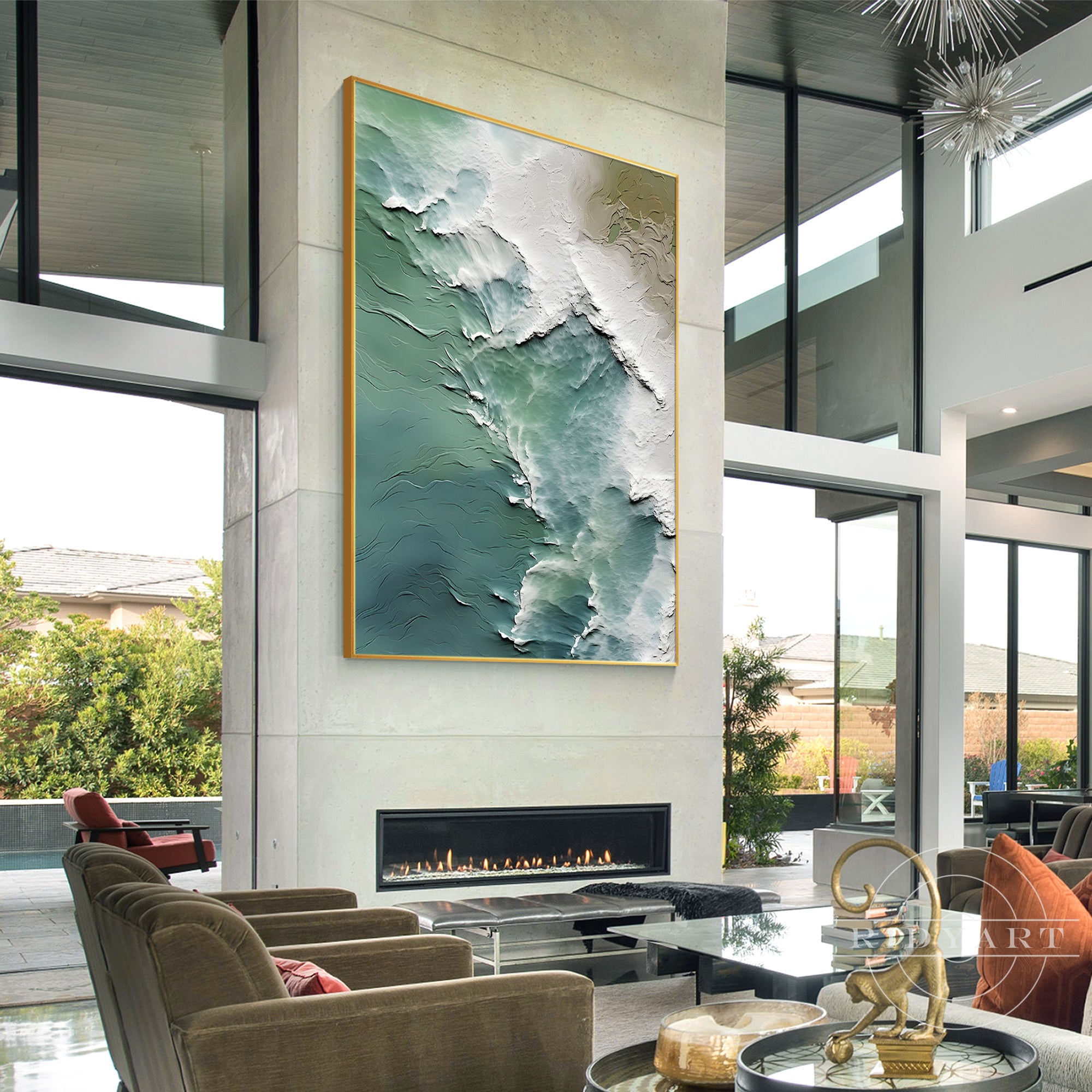 Turquoise white wall art