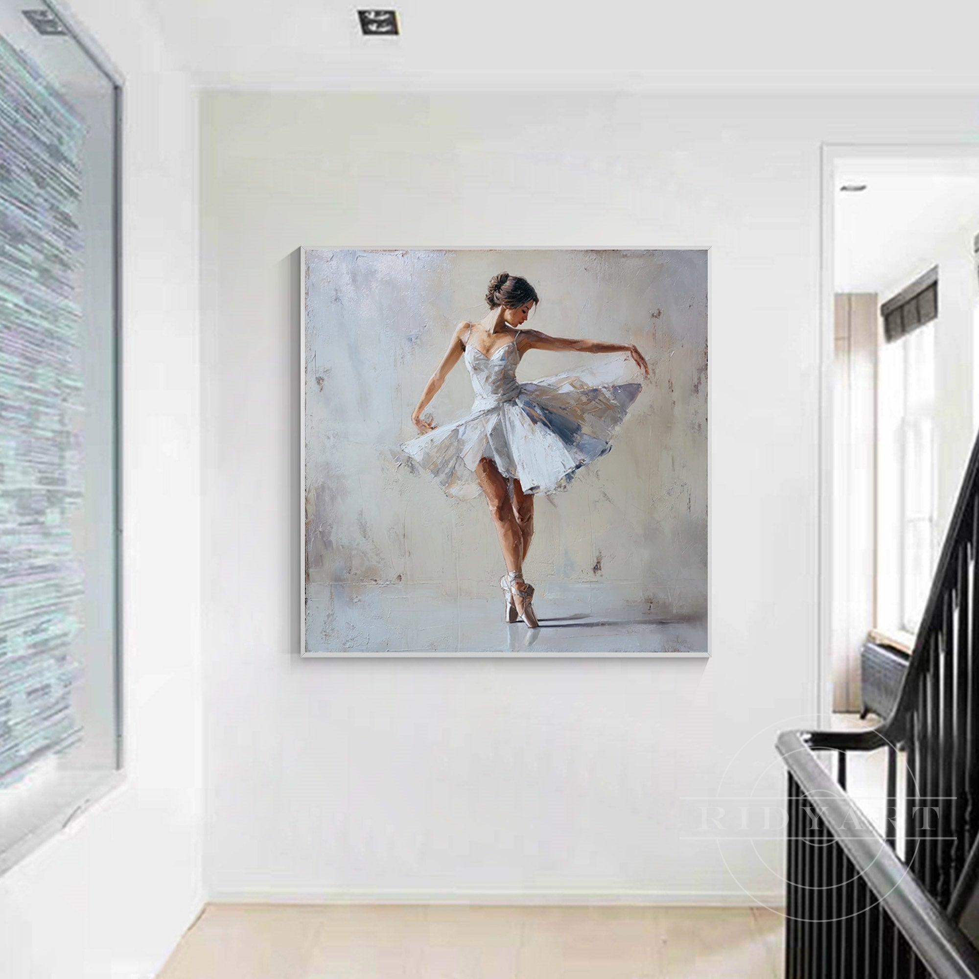 Modern ballet dancer painting textured canvas wall decor