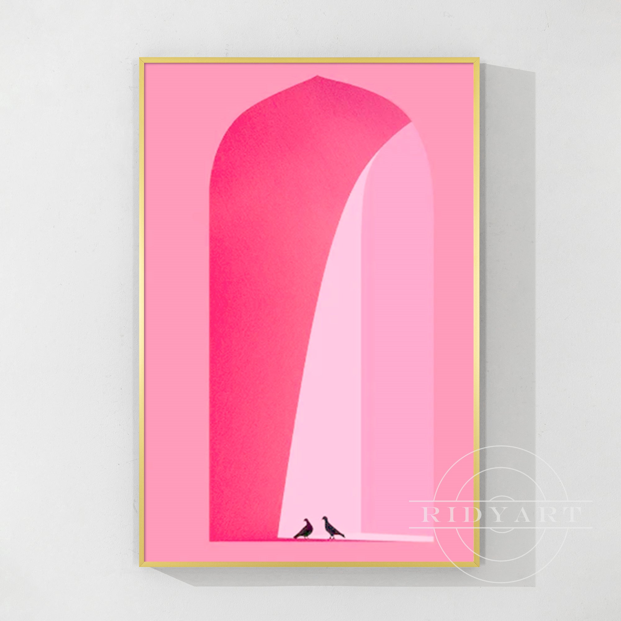 Wandkunst mit Bogen in Knallpink
