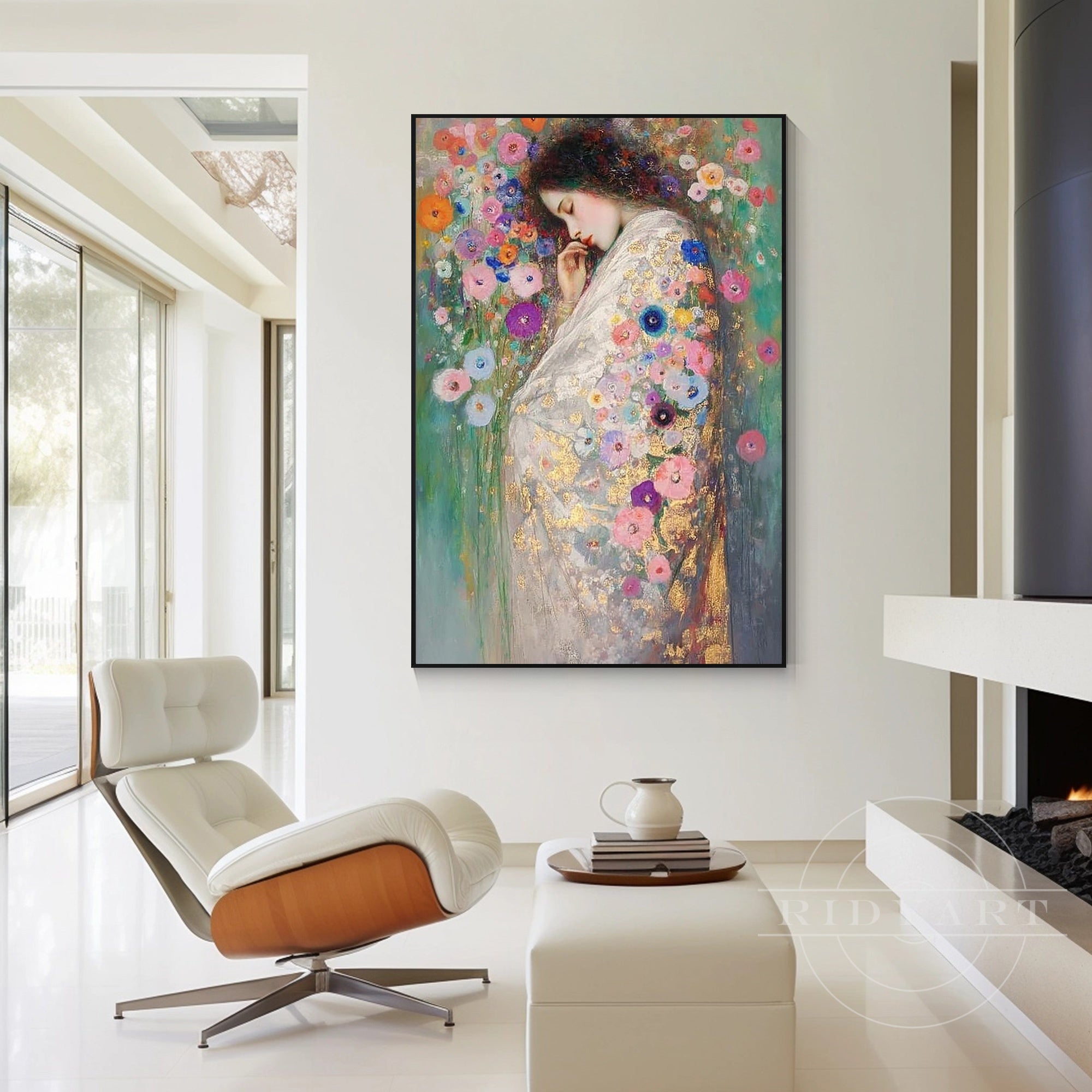 klimt inspired romantic girl canvas wall art