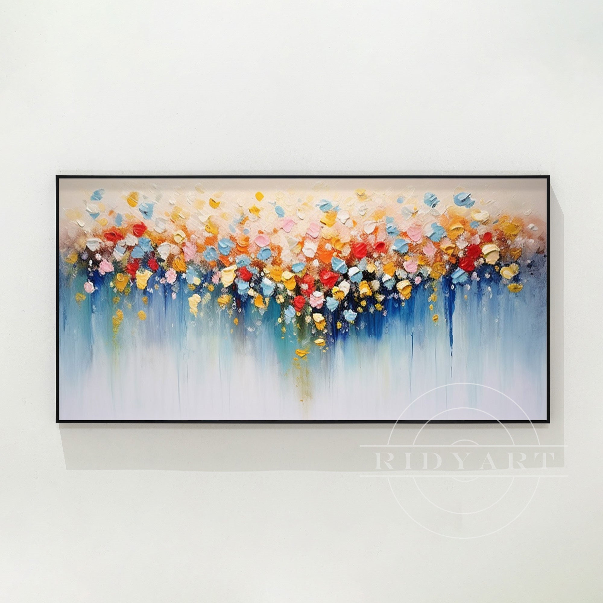 Colorful Abstract Flowers Painting - 3D Large Wall Art