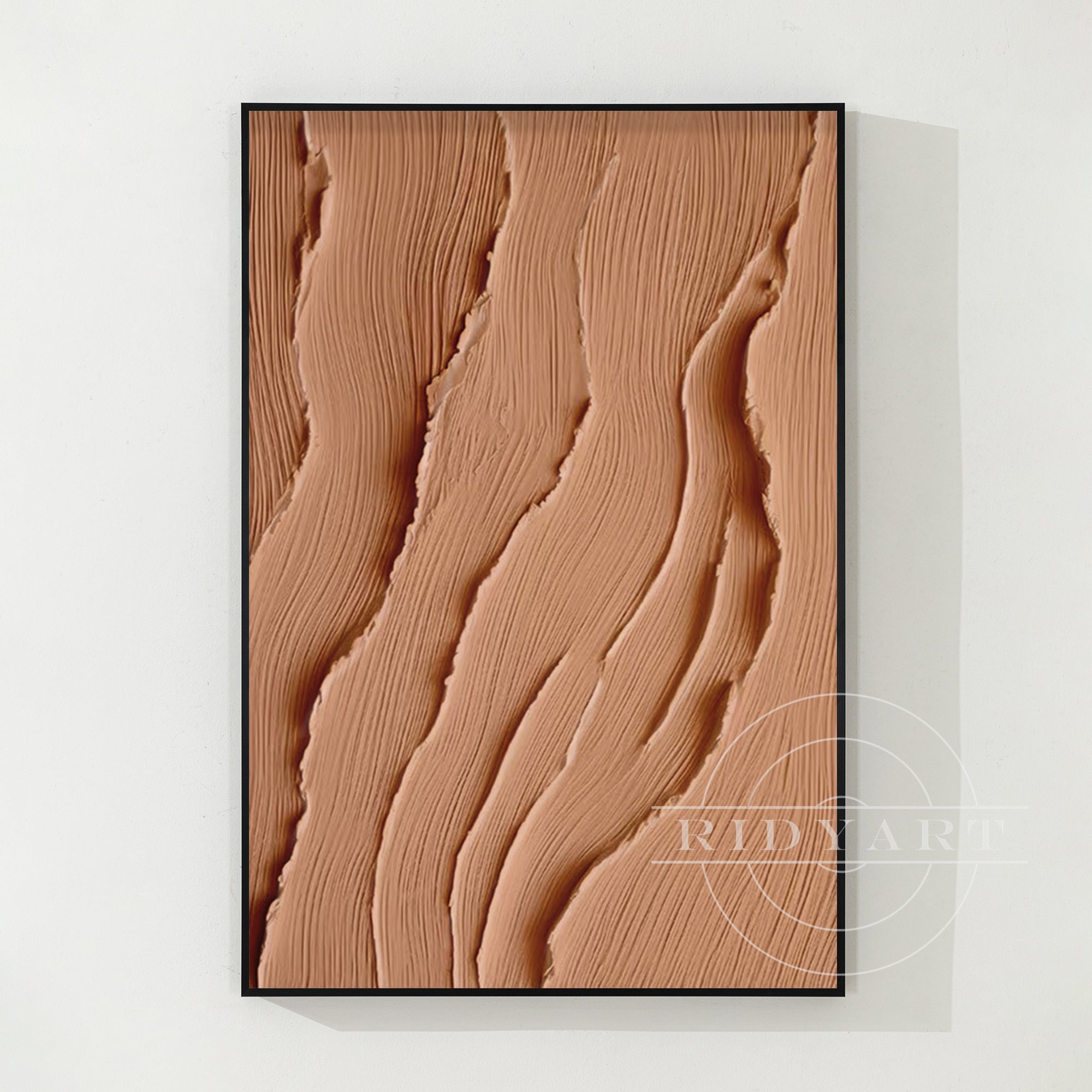 Erdfarbenes Ozeangemälde - Extragroße 3D Wabi Sabi Wandkunst