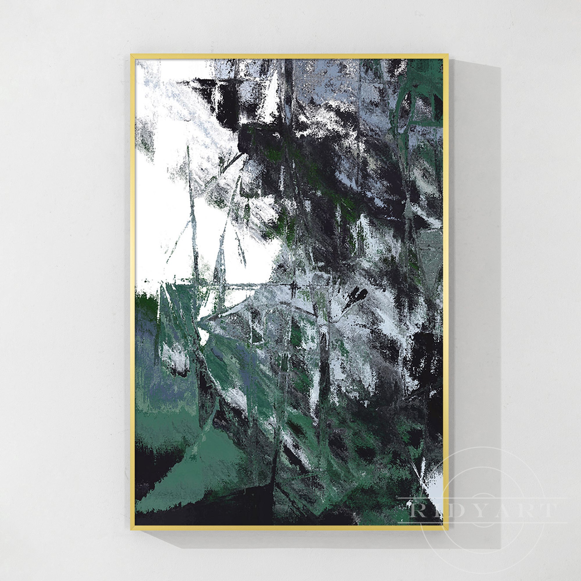 Tiefgrüne abstrakte Wandkunst