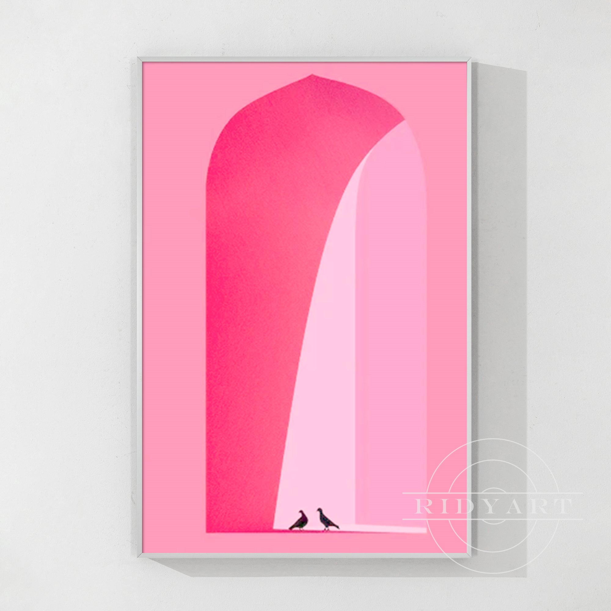 Wandkunst mit Bogen in Knallpink