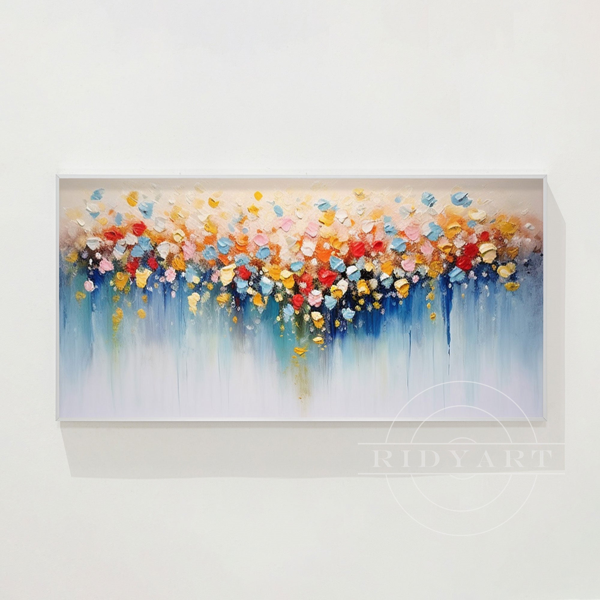 Colorful Abstract Flowers Painting - 3D Large Wall Art