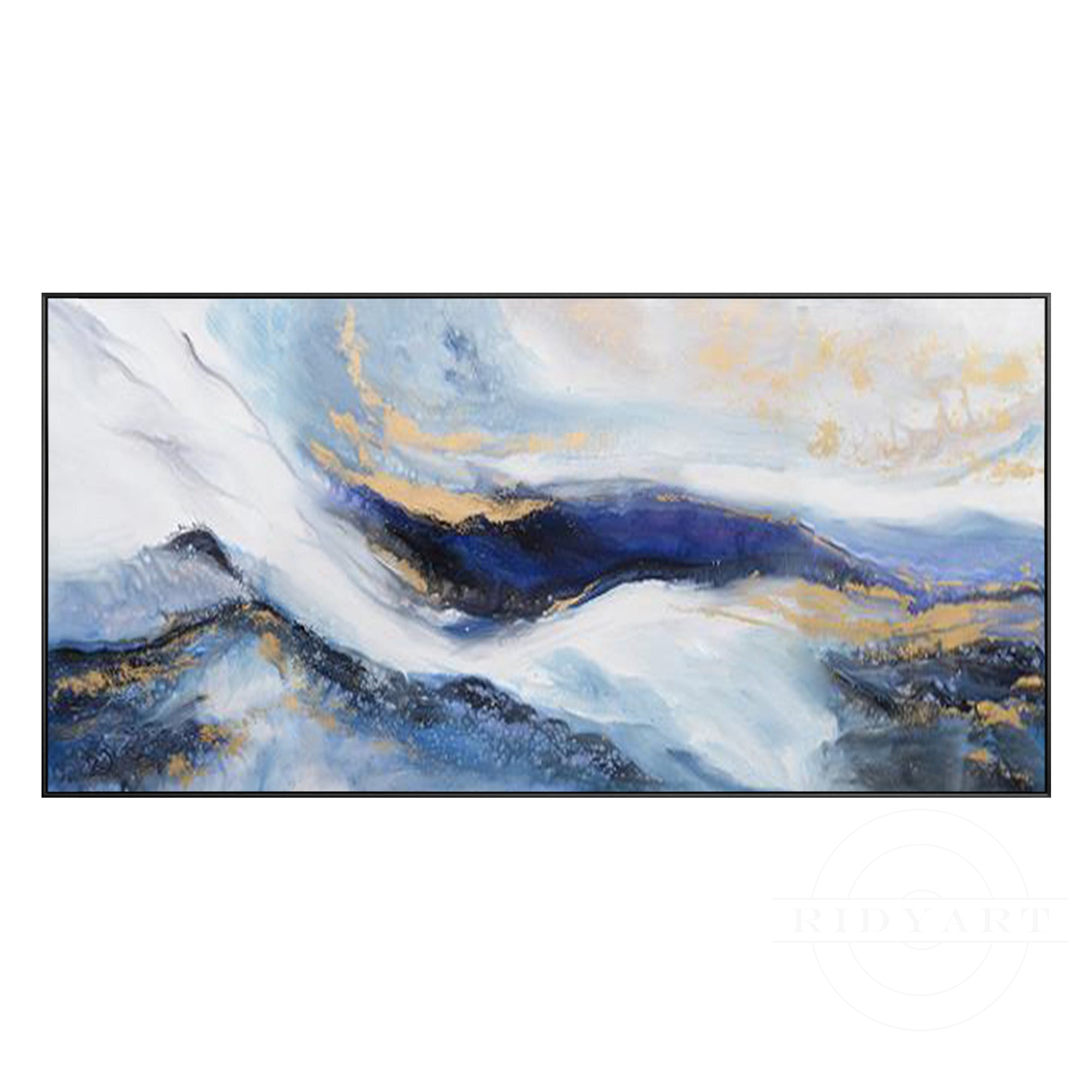 Wandkunst „Gold Mountain“ in Marineblau