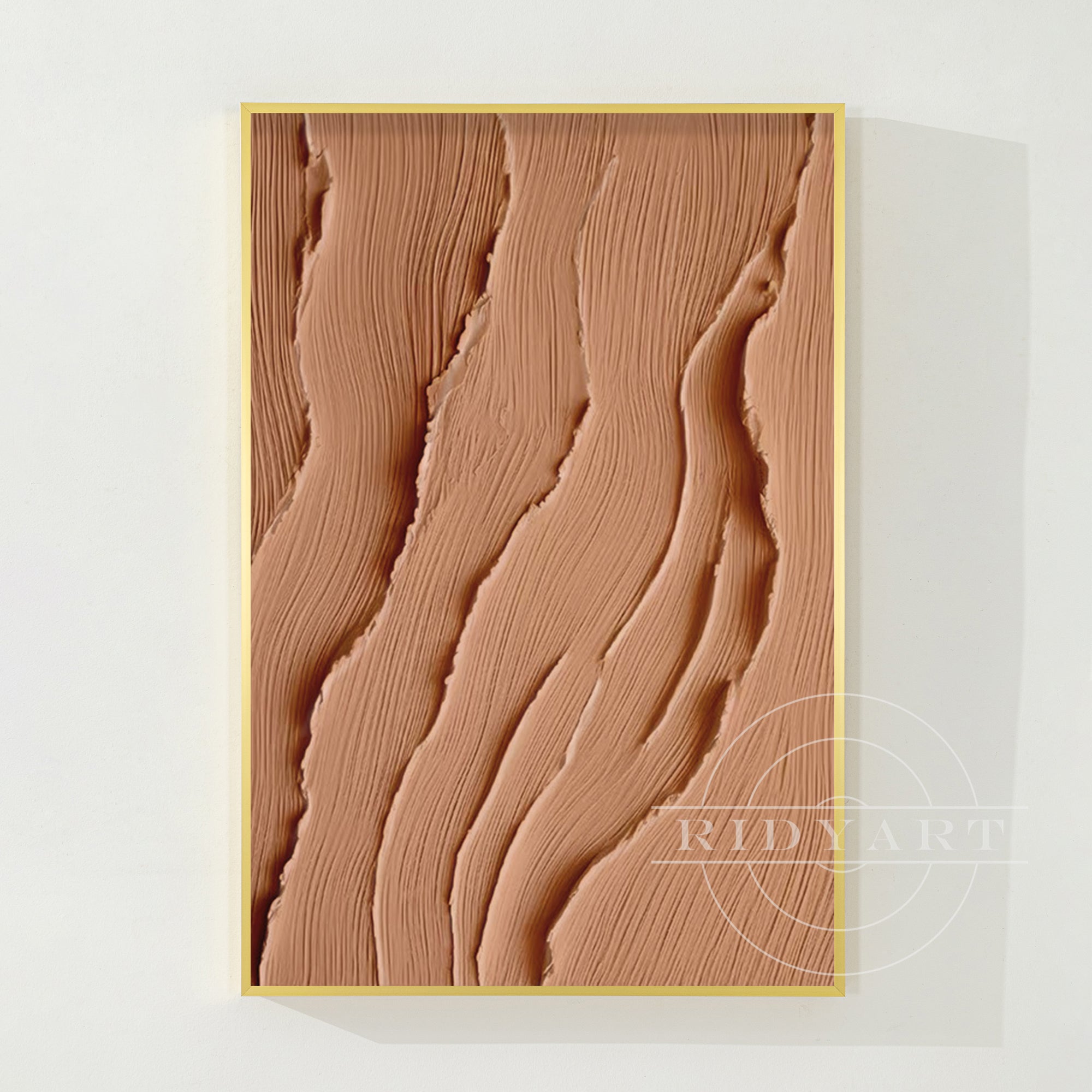 Erdfarbenes Ozeangemälde - Extragroße 3D Wabi Sabi Wandkunst