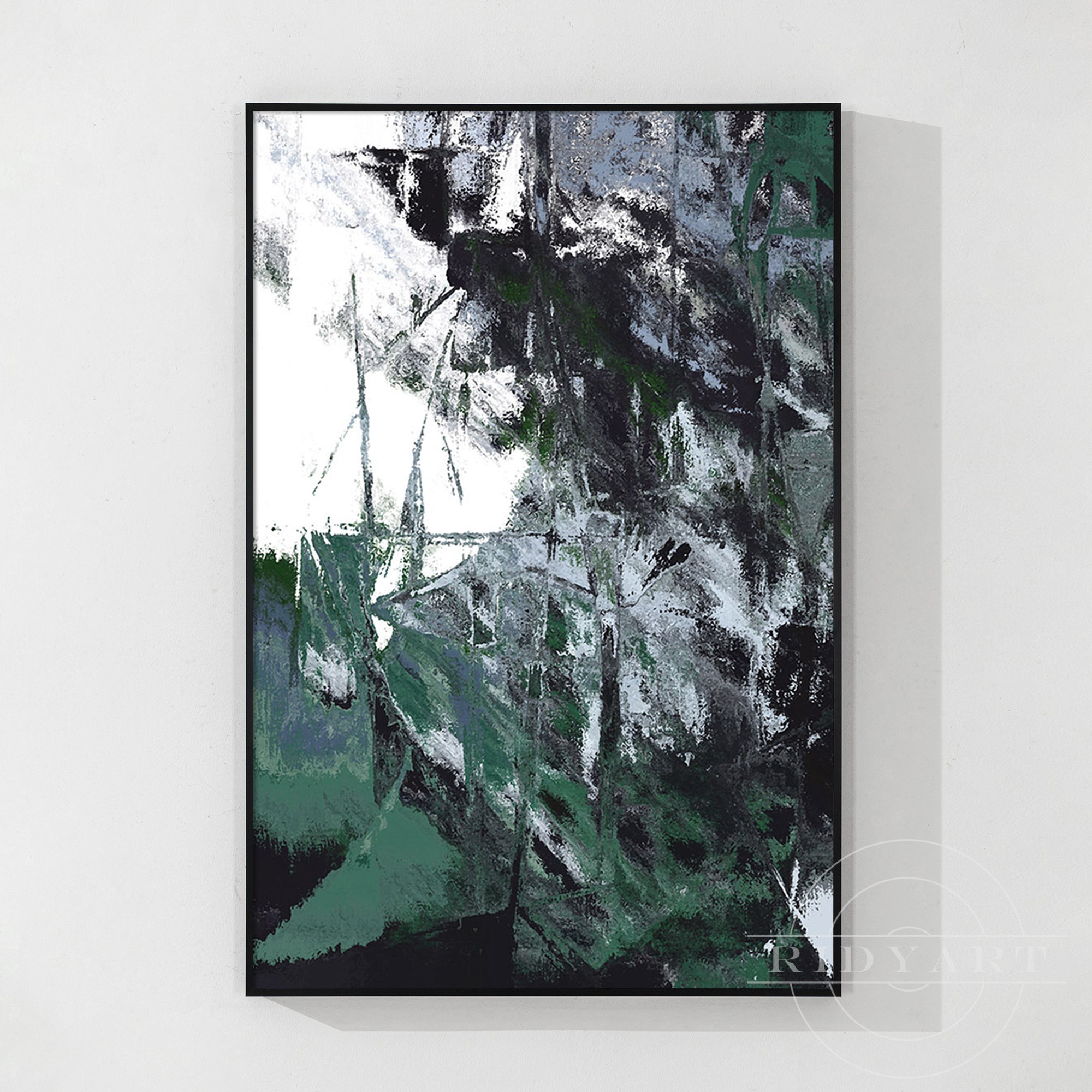Tiefgrüne abstrakte Wandkunst