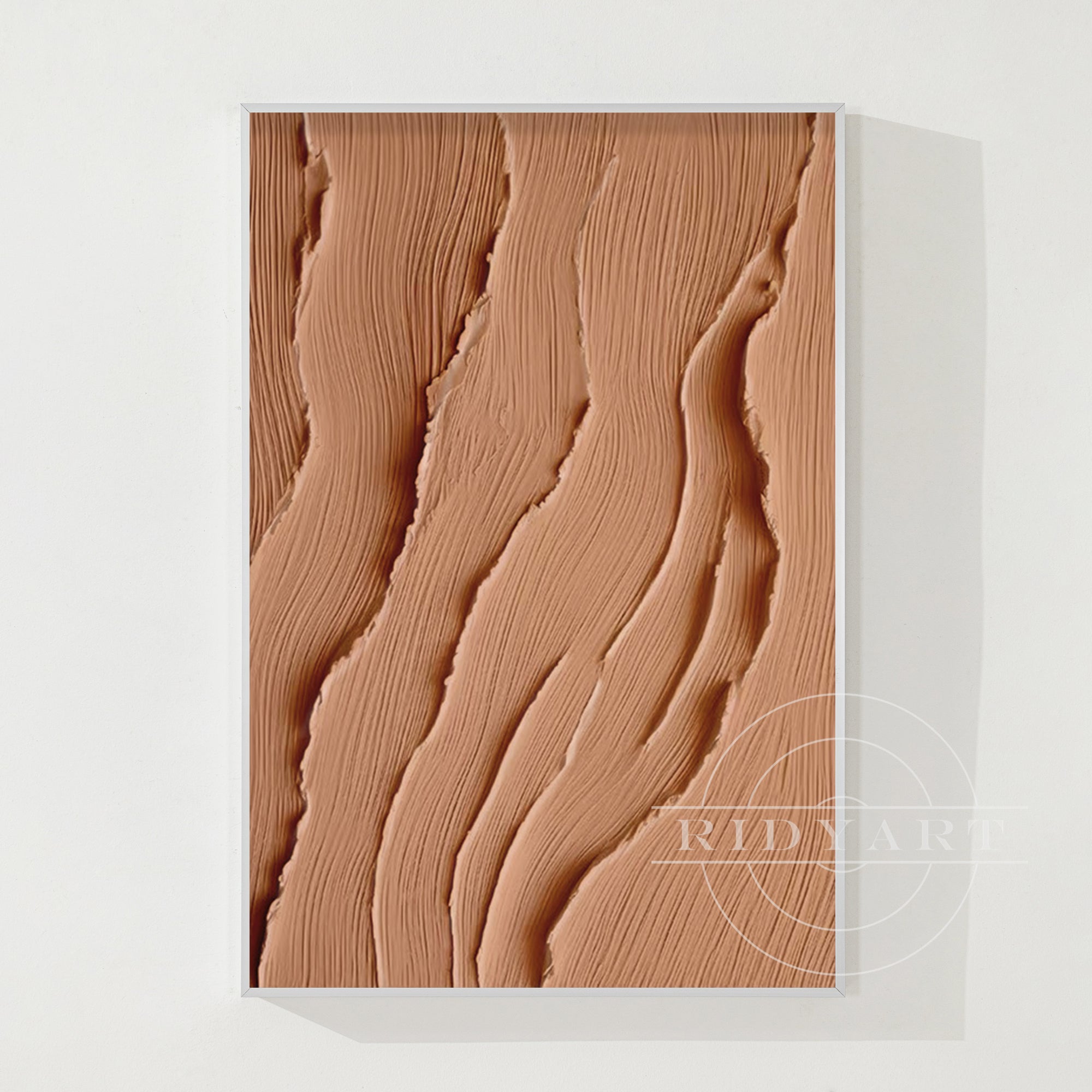 Erdfarbenes Ozeangemälde - Extragroße 3D Wabi Sabi Wandkunst