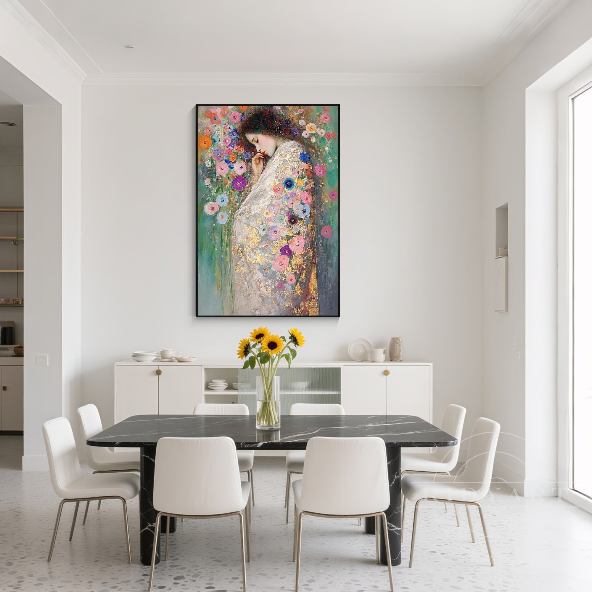 romantic feminine canvas painting soft pastel tones