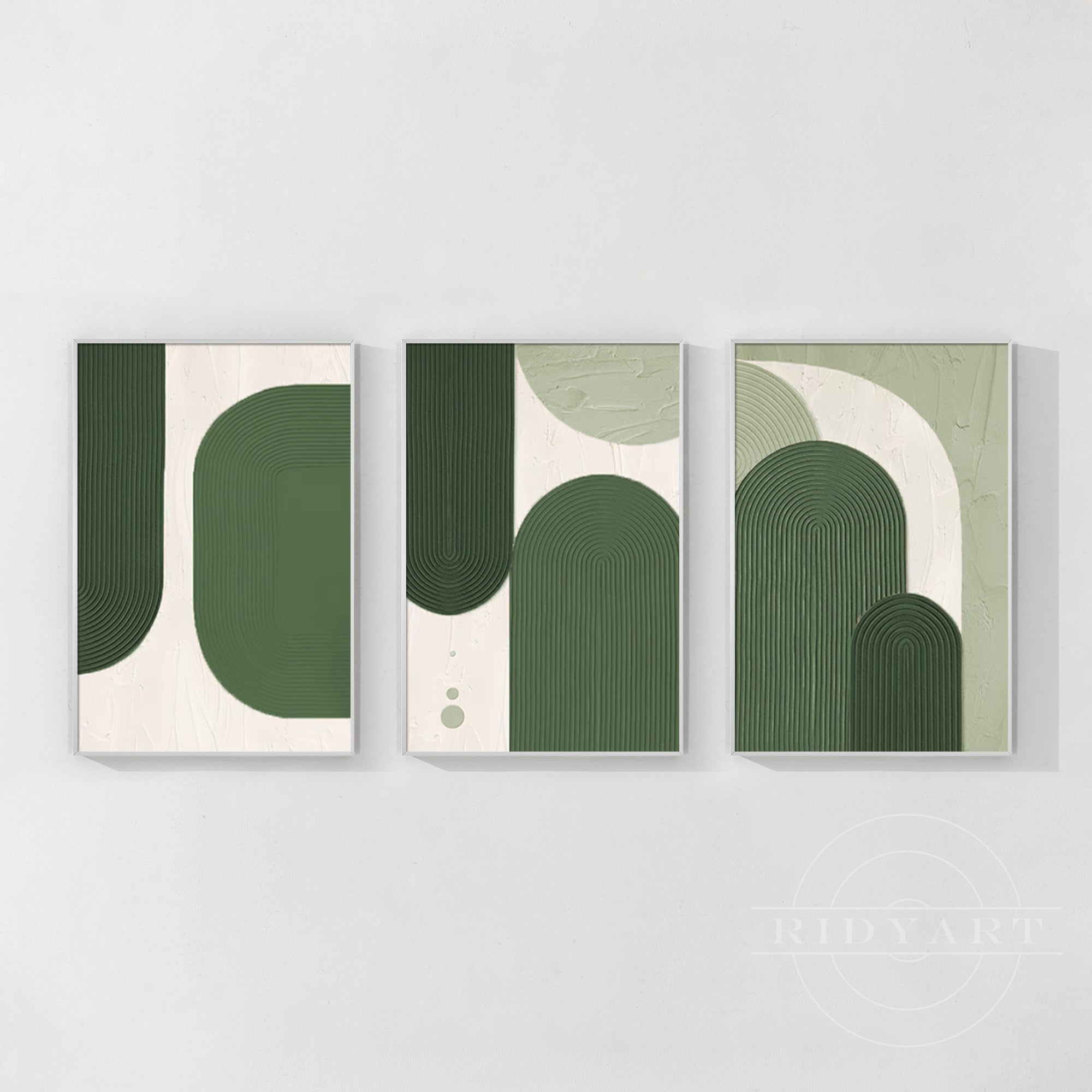 Triptych Sage green Textured art