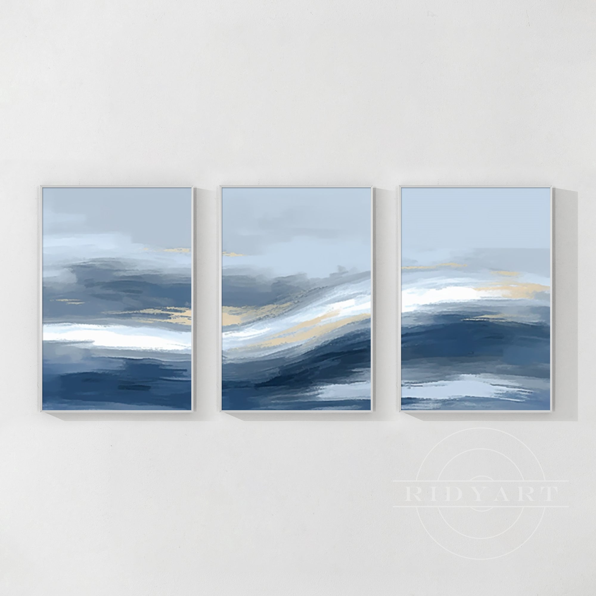Triptychon Blaues und goldenes Gemälde