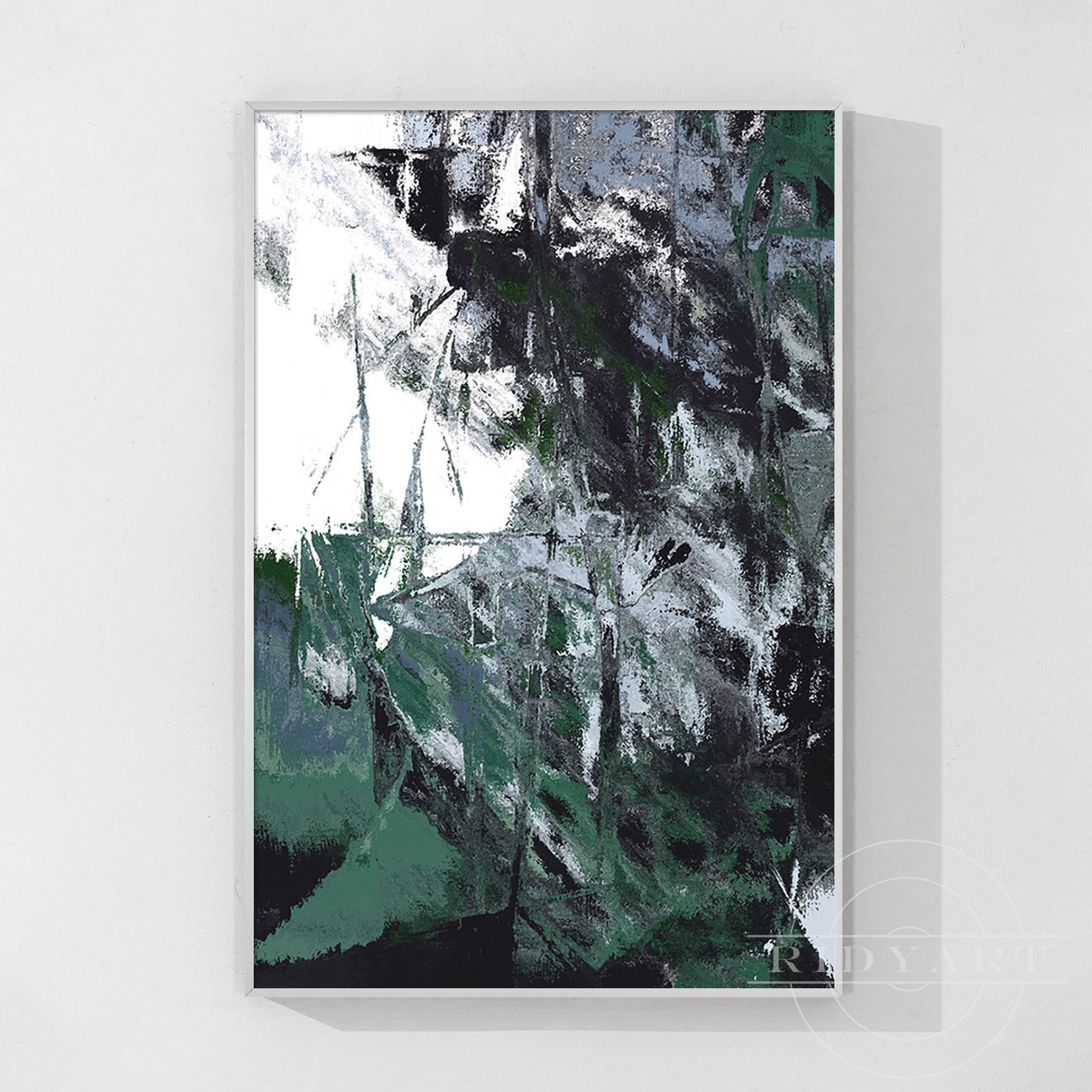 Tiefgrüne abstrakte Wandkunst