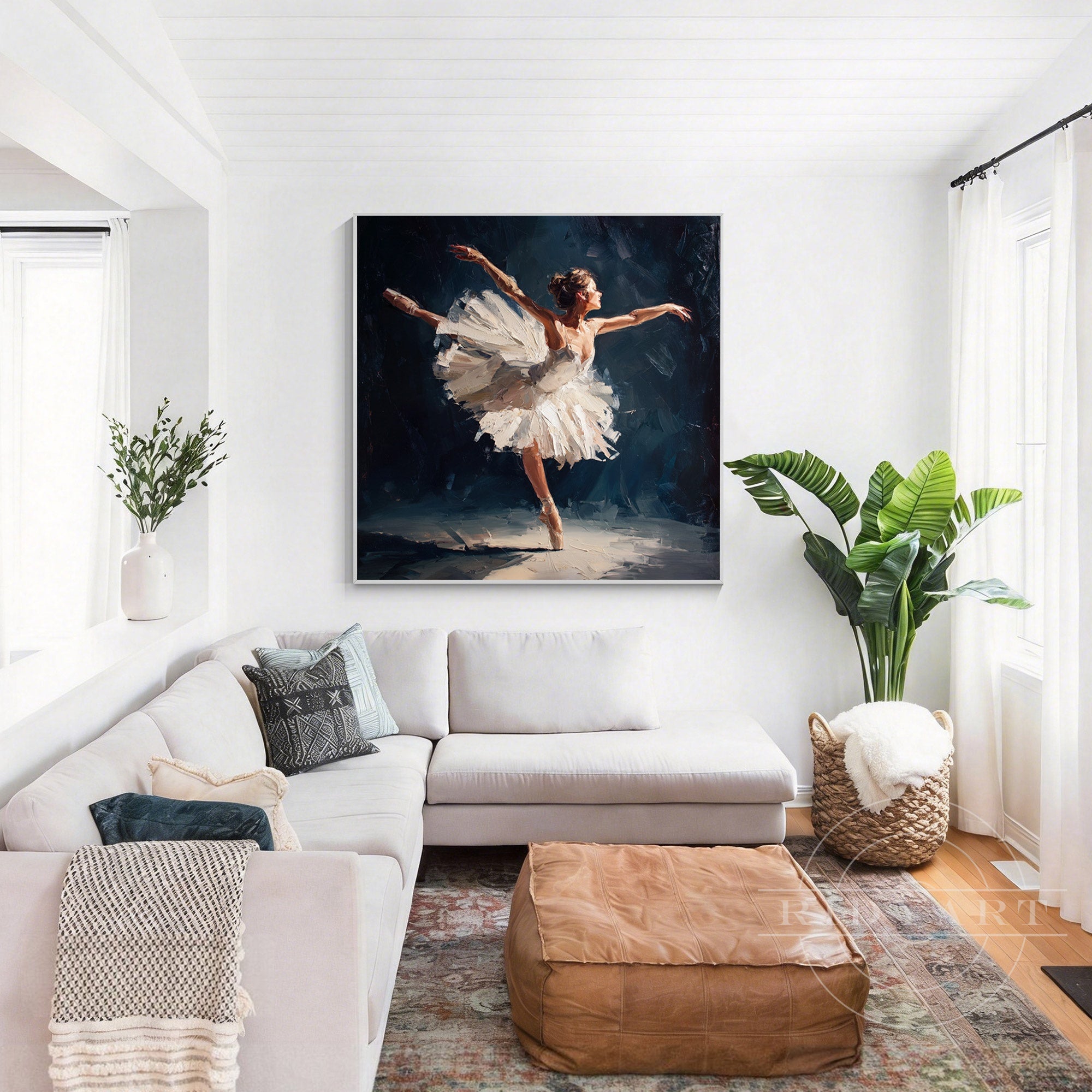 Textured ballerina canvas living room decor