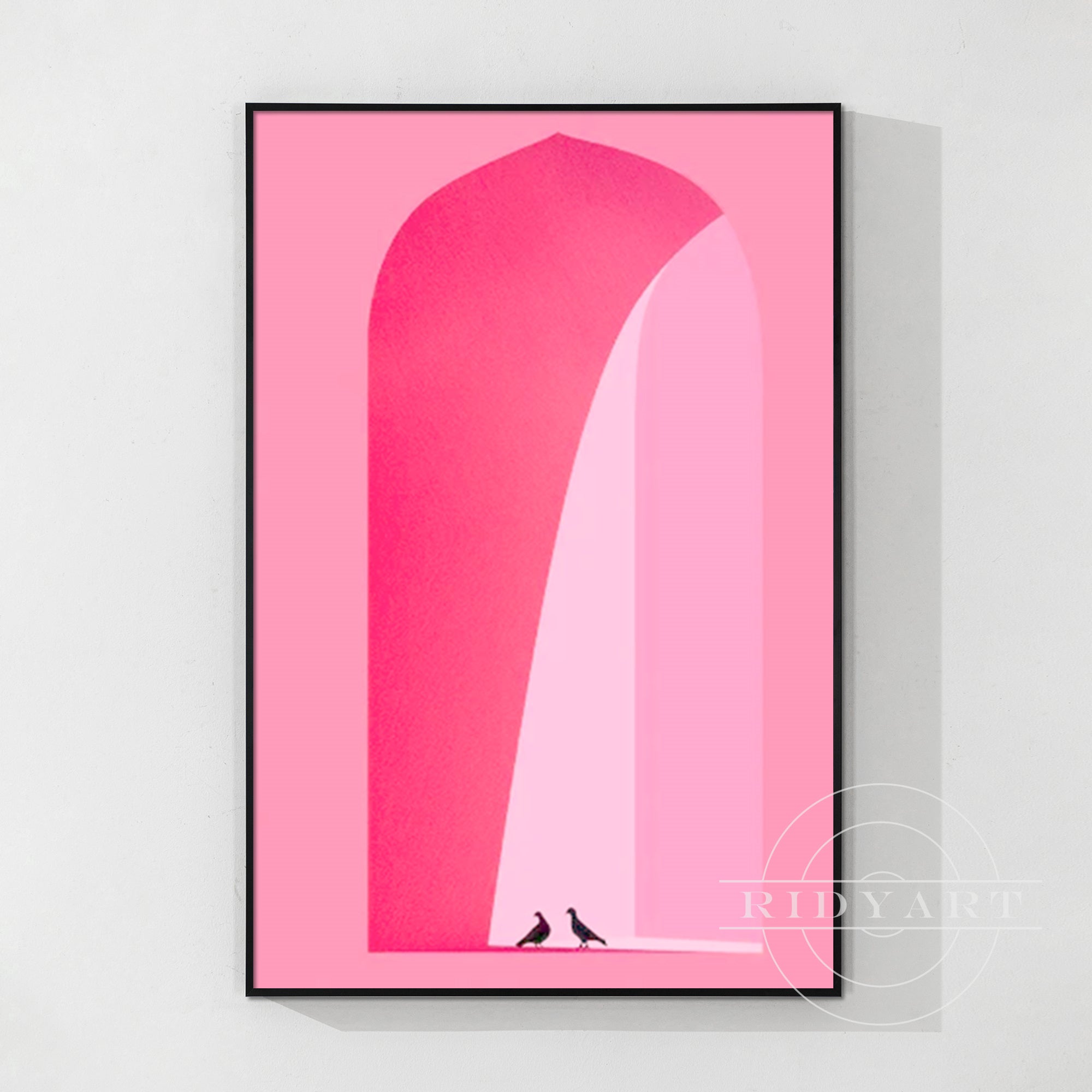 Wandkunst mit Bogen in Knallpink