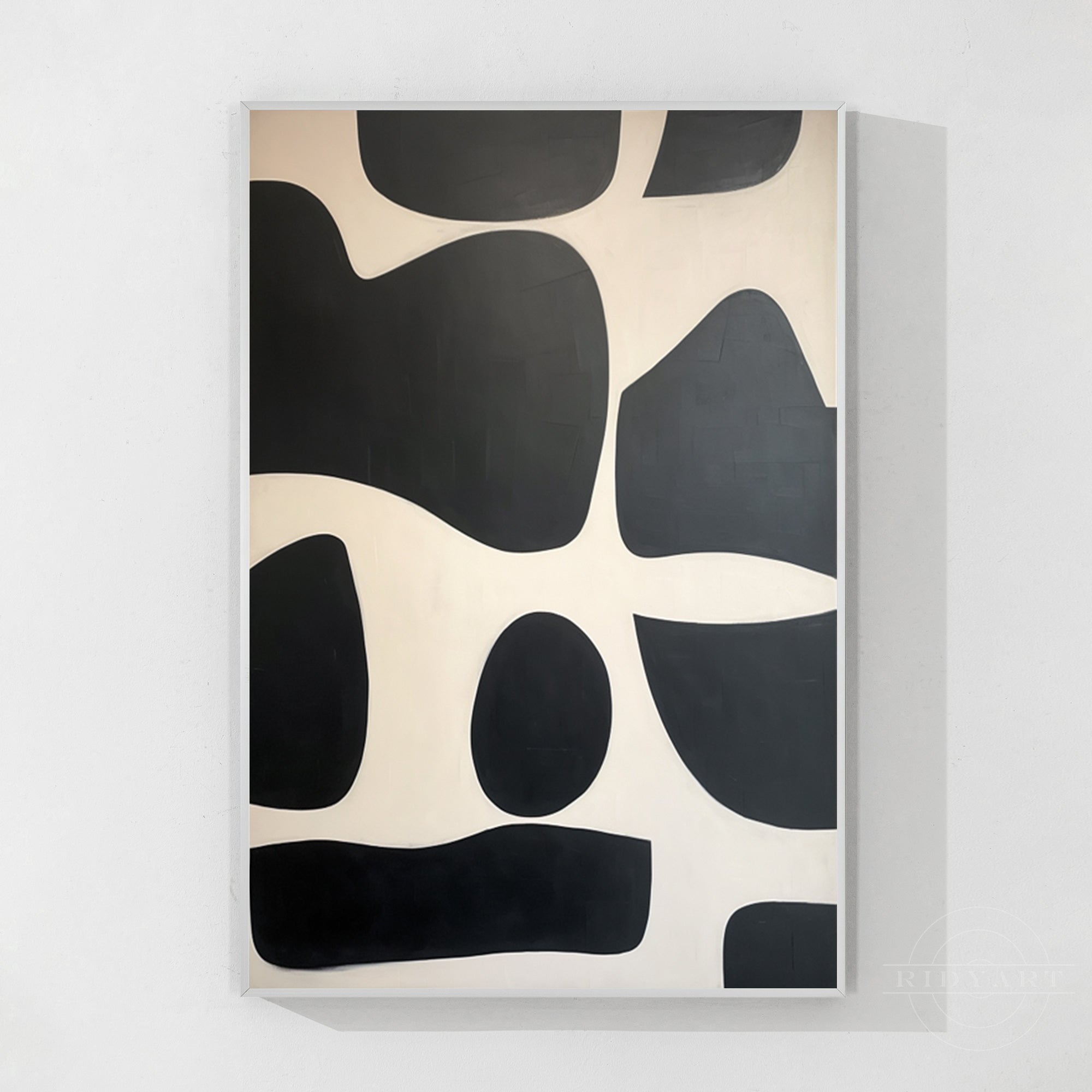 Schwarz-Beige, geometrische organische Formmalerei
