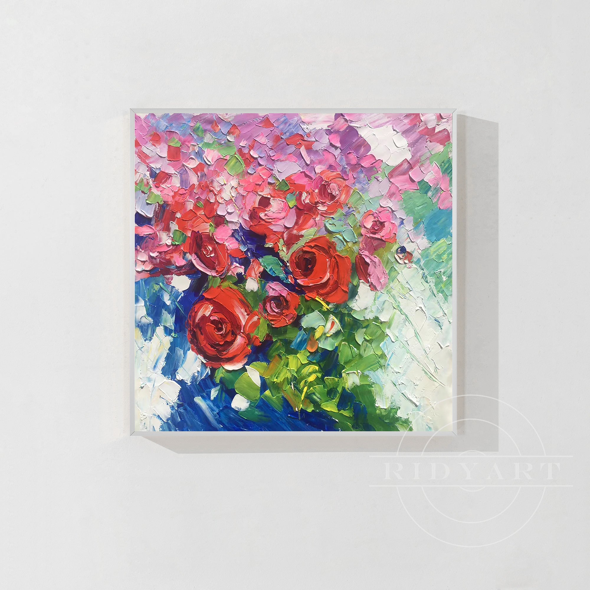 Red Pink 3D Rose Wall Art