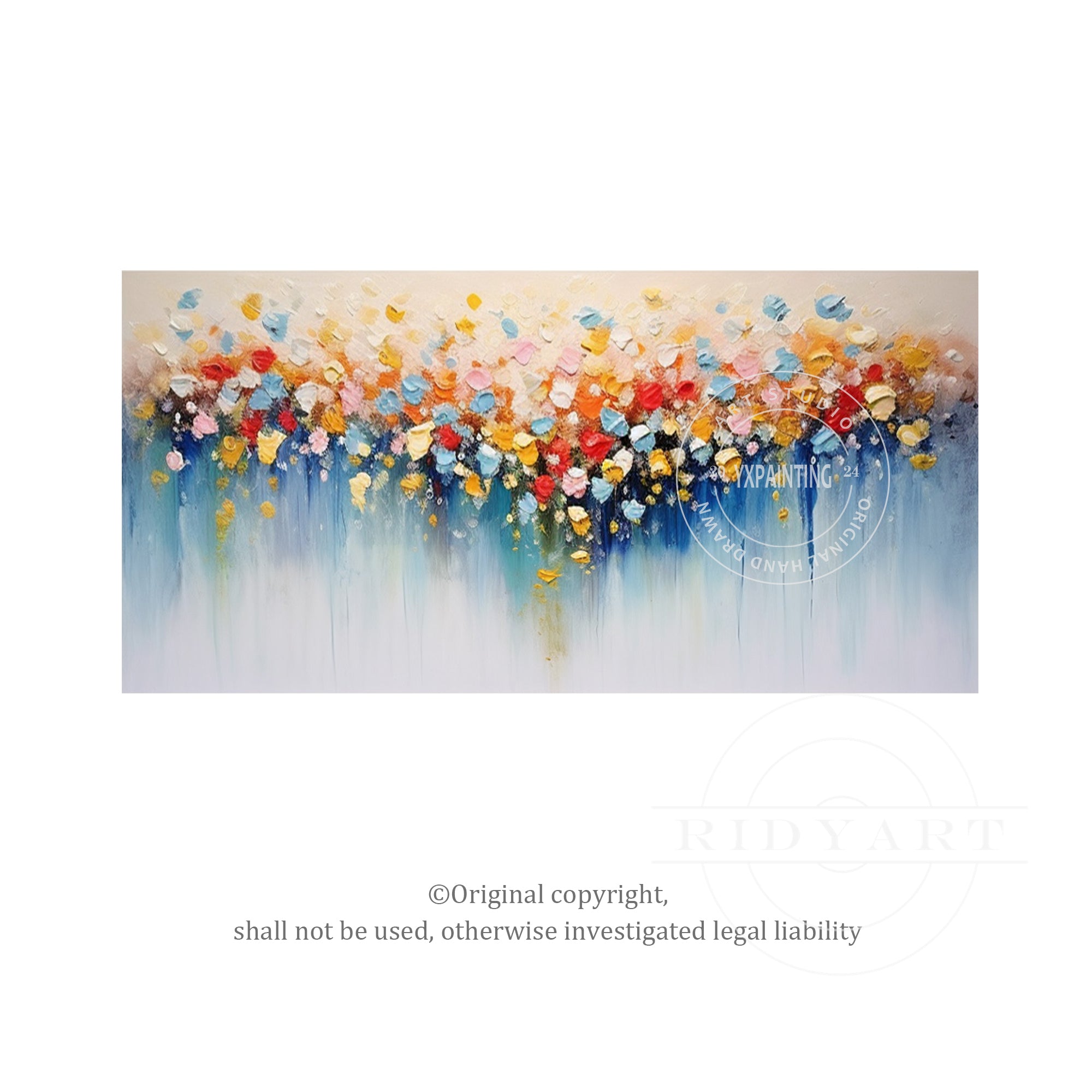 Colorful Abstract Flowers Painting - 3D Large Wall Art