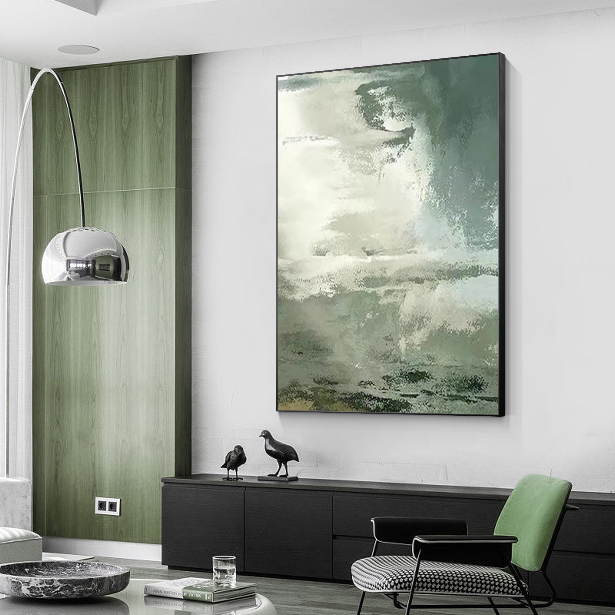 Wolke abstrakte Malerei grüne Wandkunst