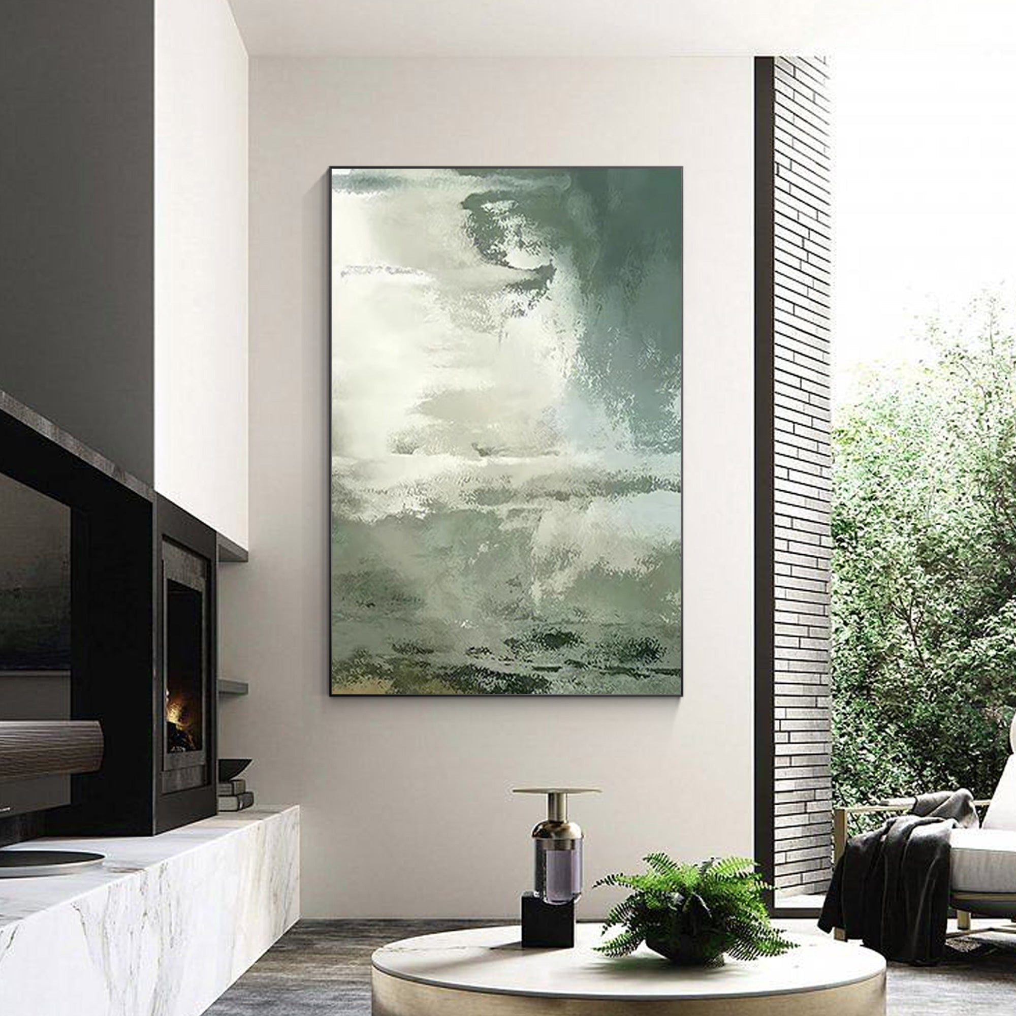 Wolke abstrakte Malerei grüne Wandkunst