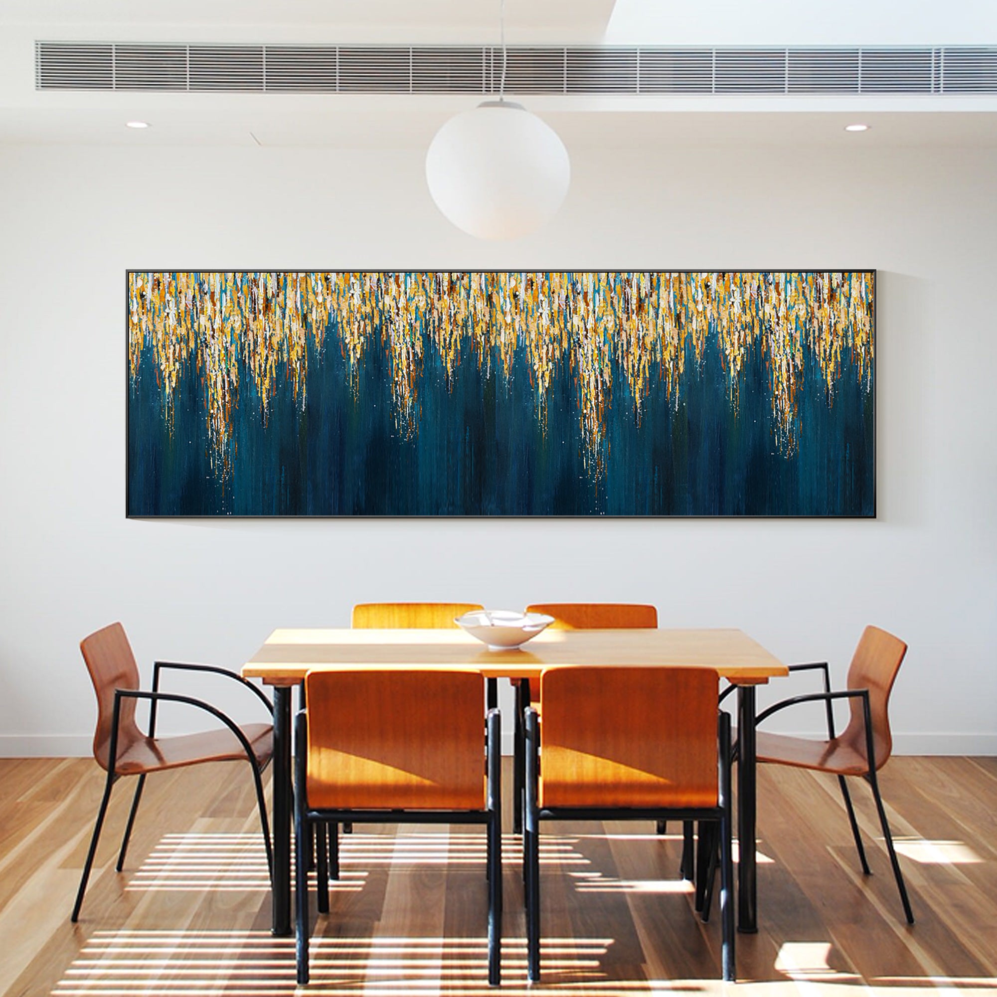 Navy Blue Abstract Long Narrow Art