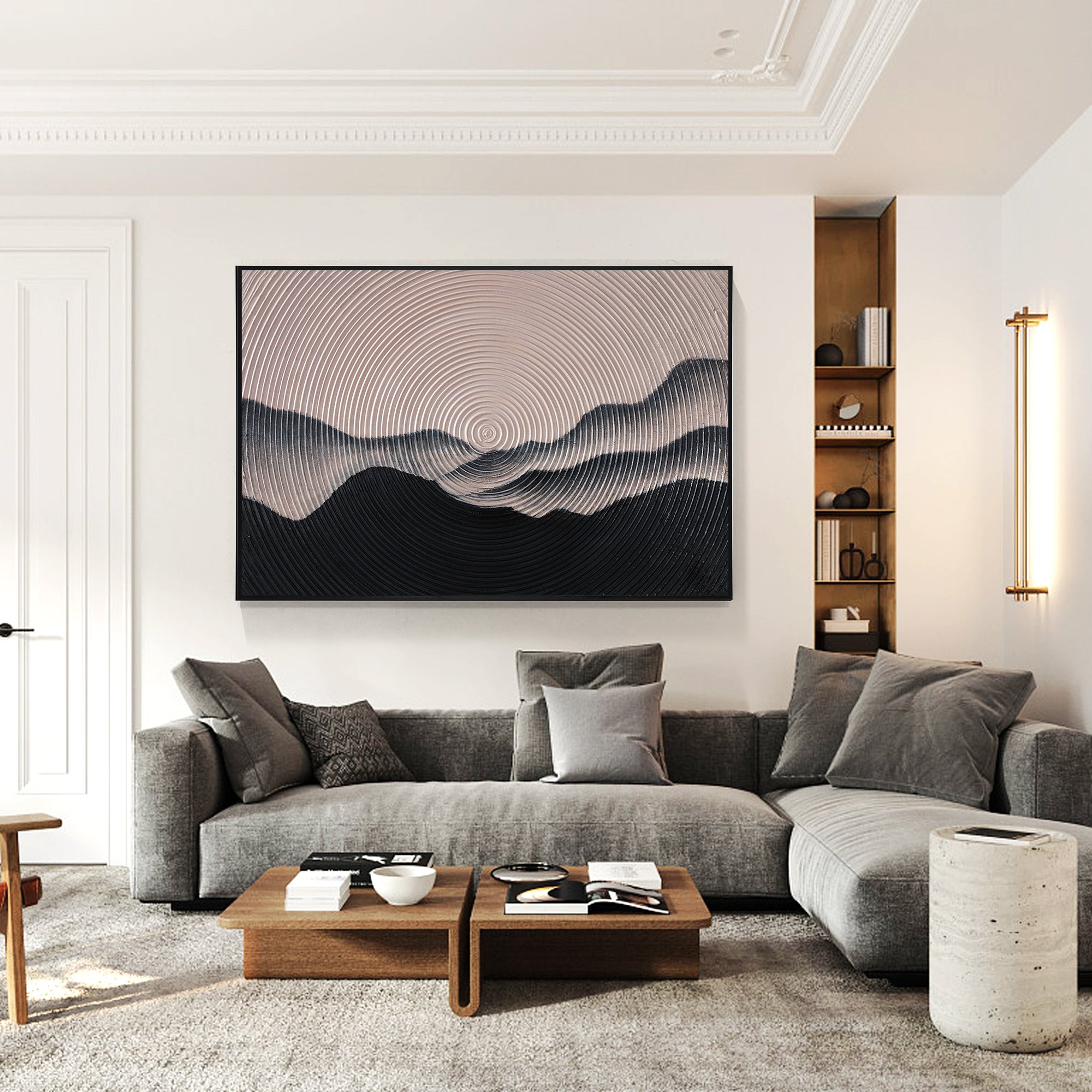 Mountain Landscape Painting Circle Wall Art