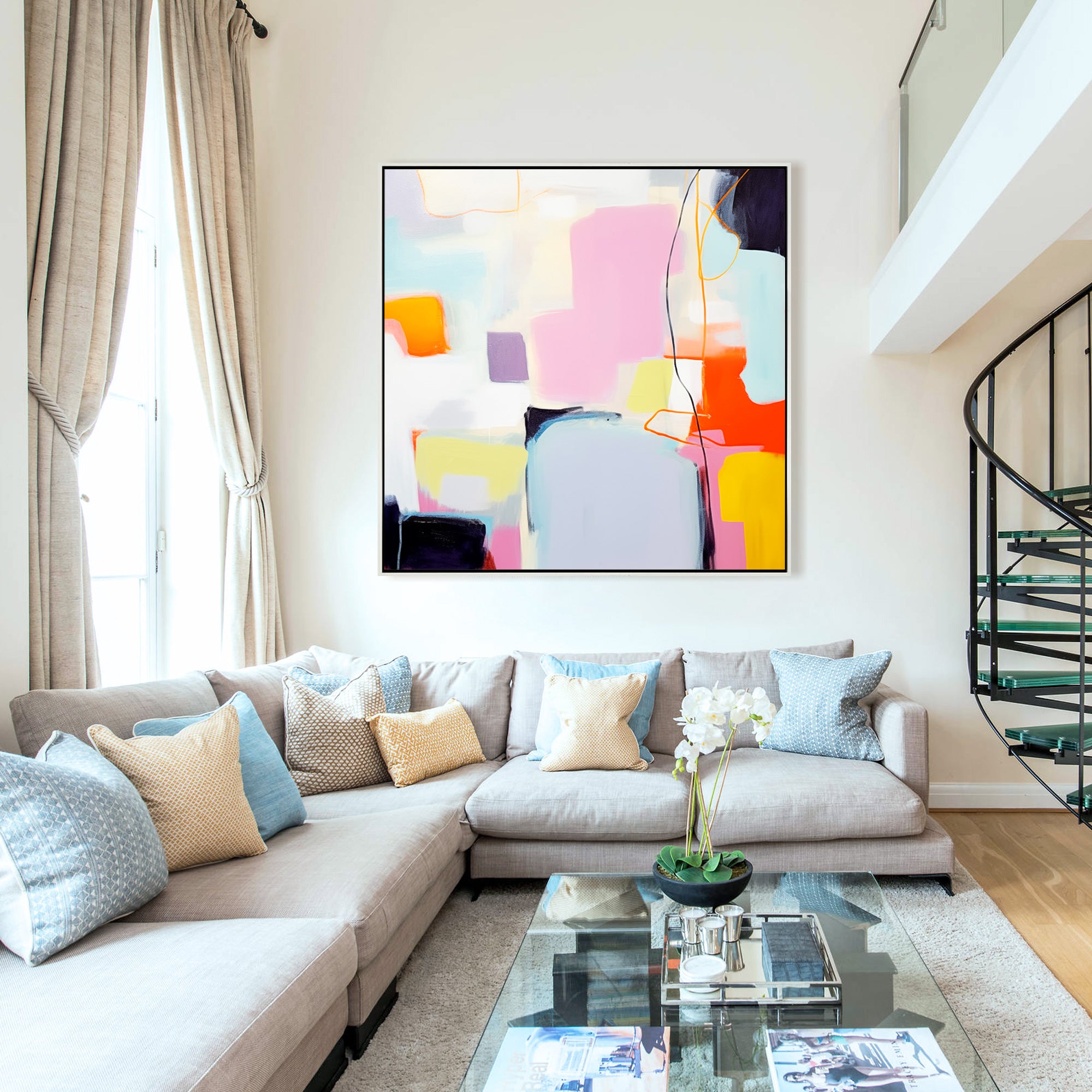 Colorful Pink Abstract Painting