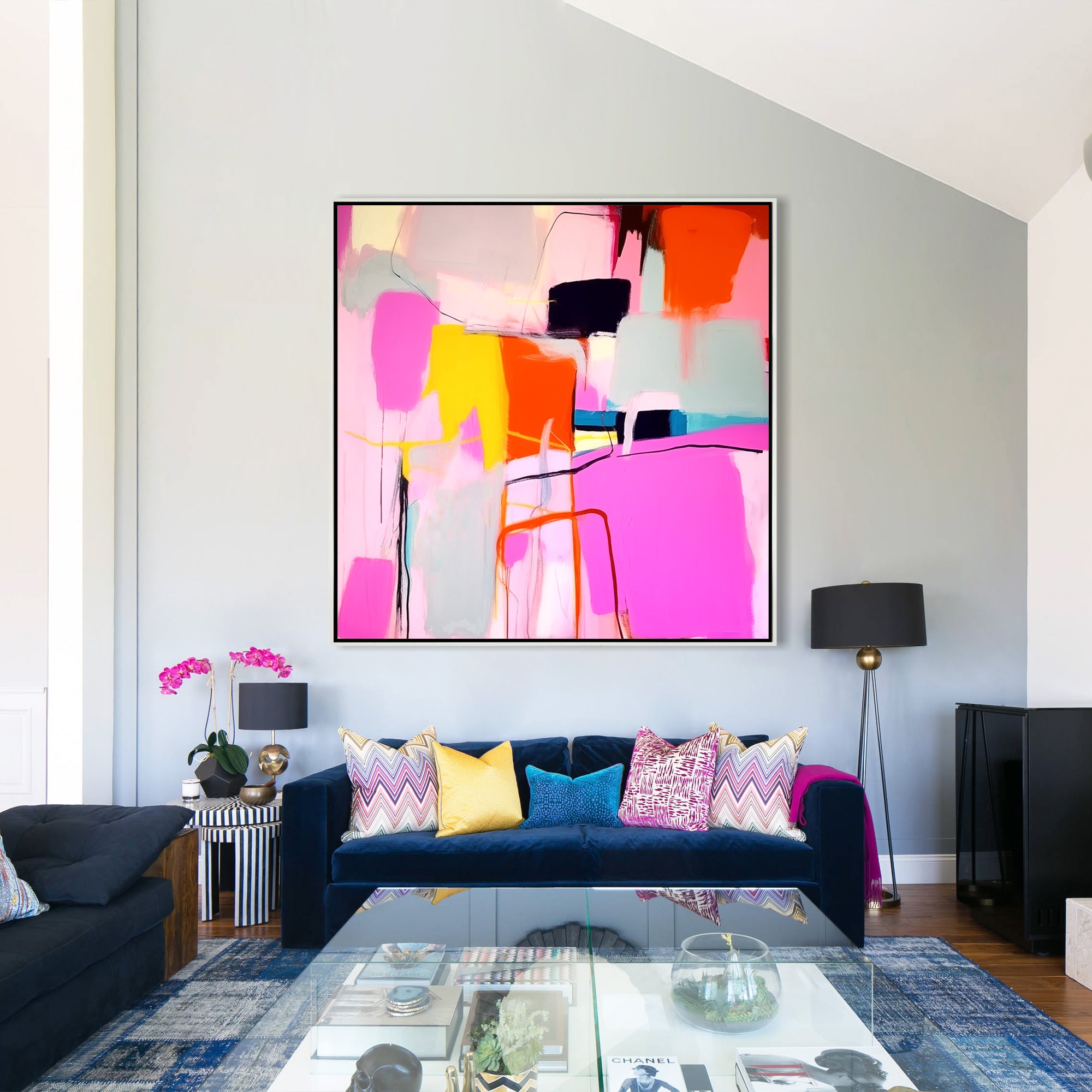 Large Hot Pink Abstract Painting