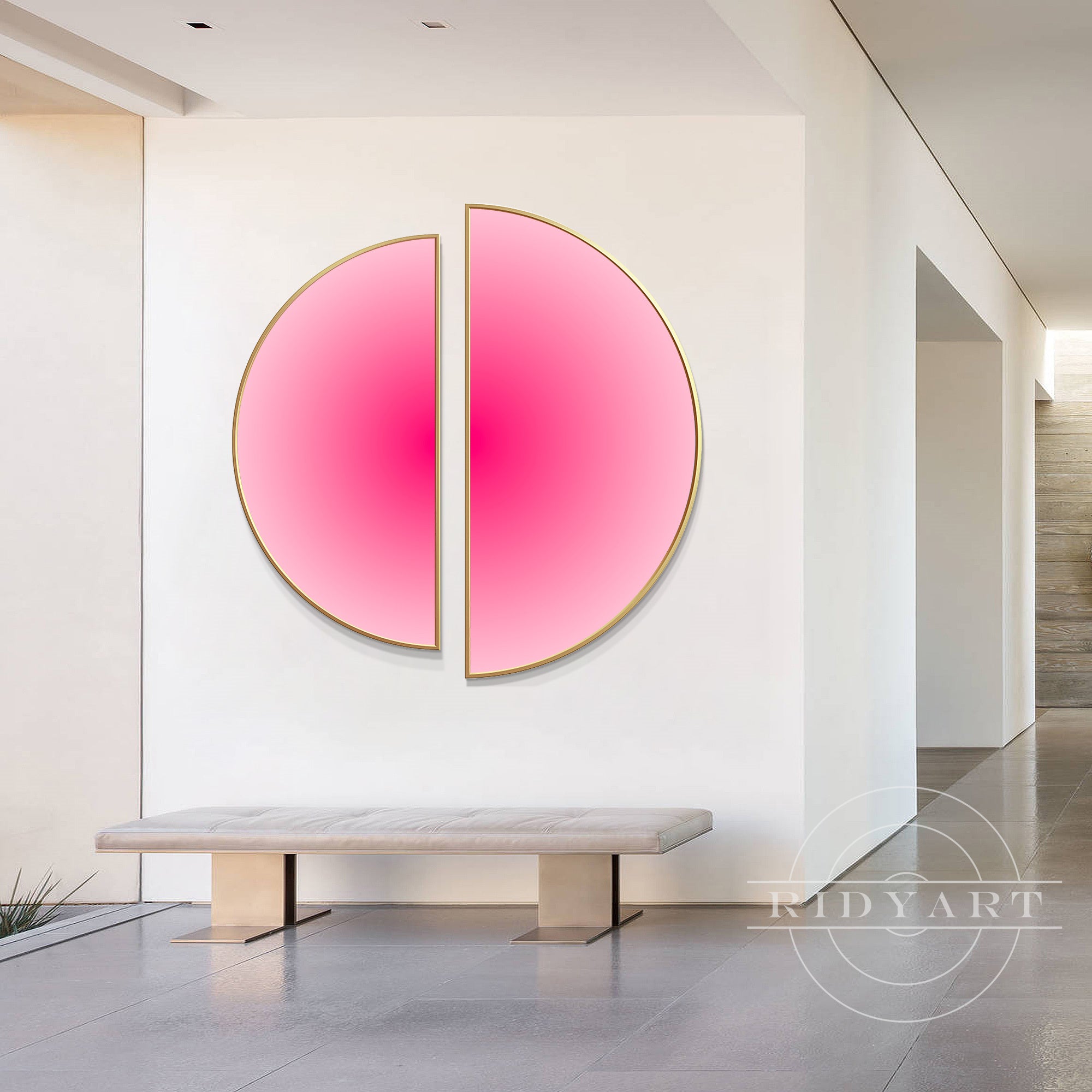 Modern Neon pink oil painting for living room decor