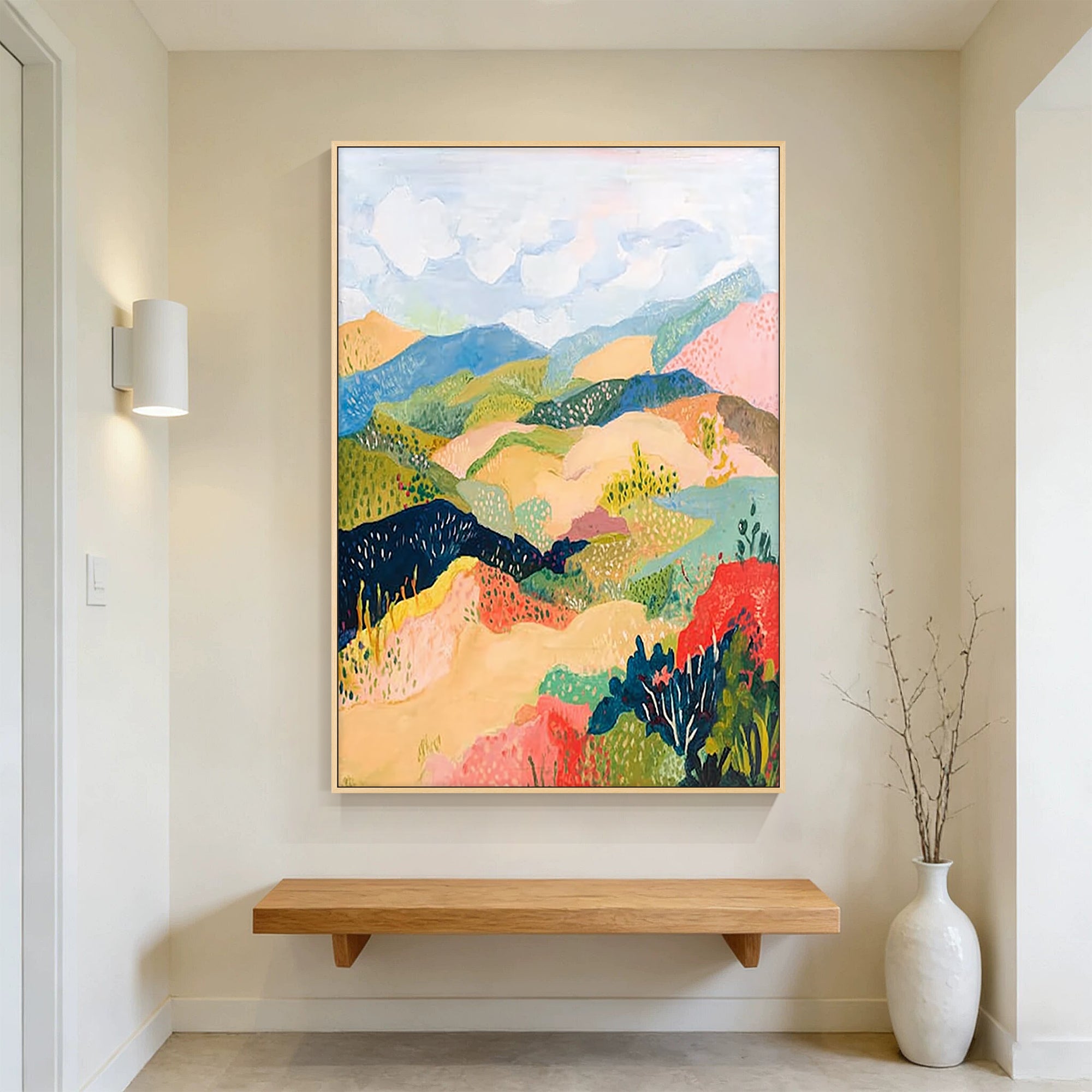 funky preppy abstract landscape canvas modern decor