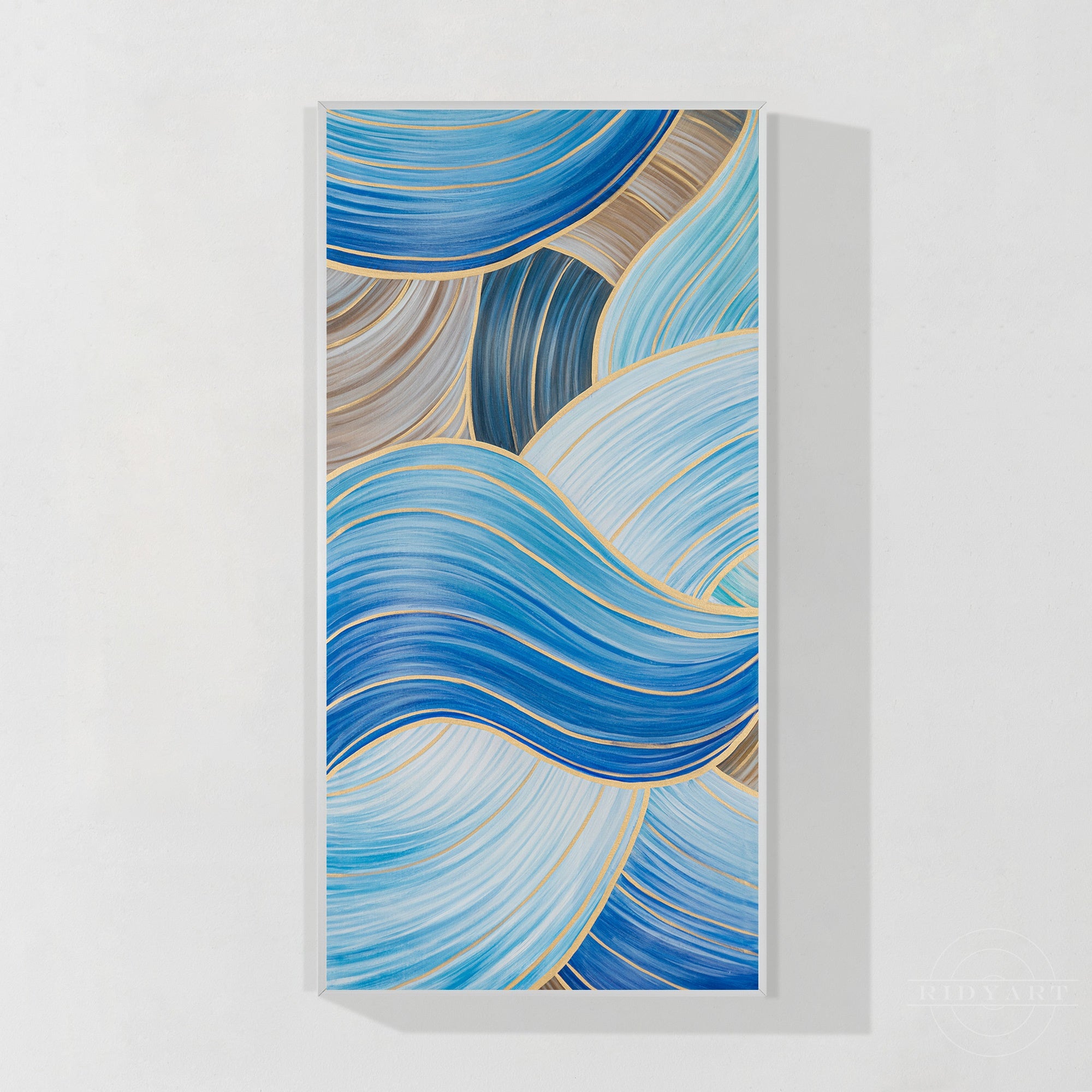 Wandkunst „Gold Mountain“ in Marineblau