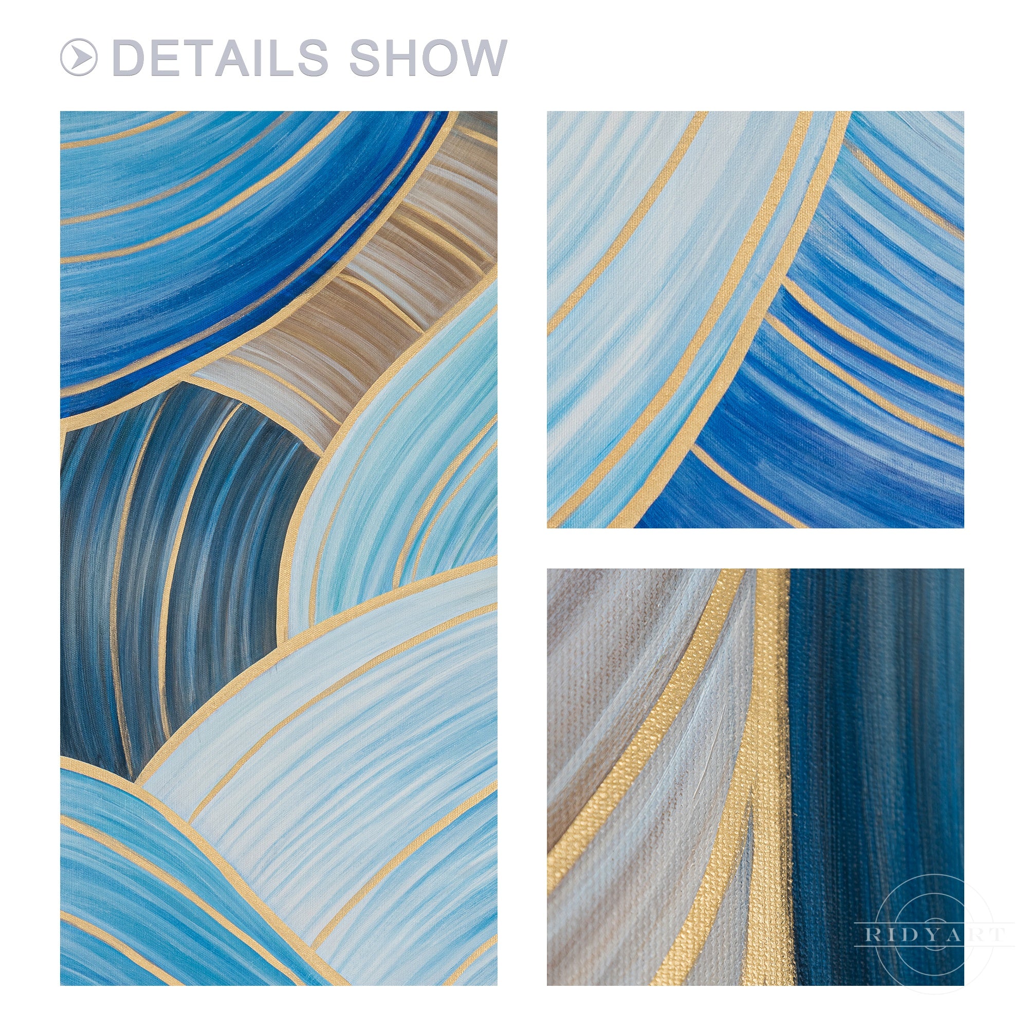 Wandkunst „Gold Mountain“ in Marineblau