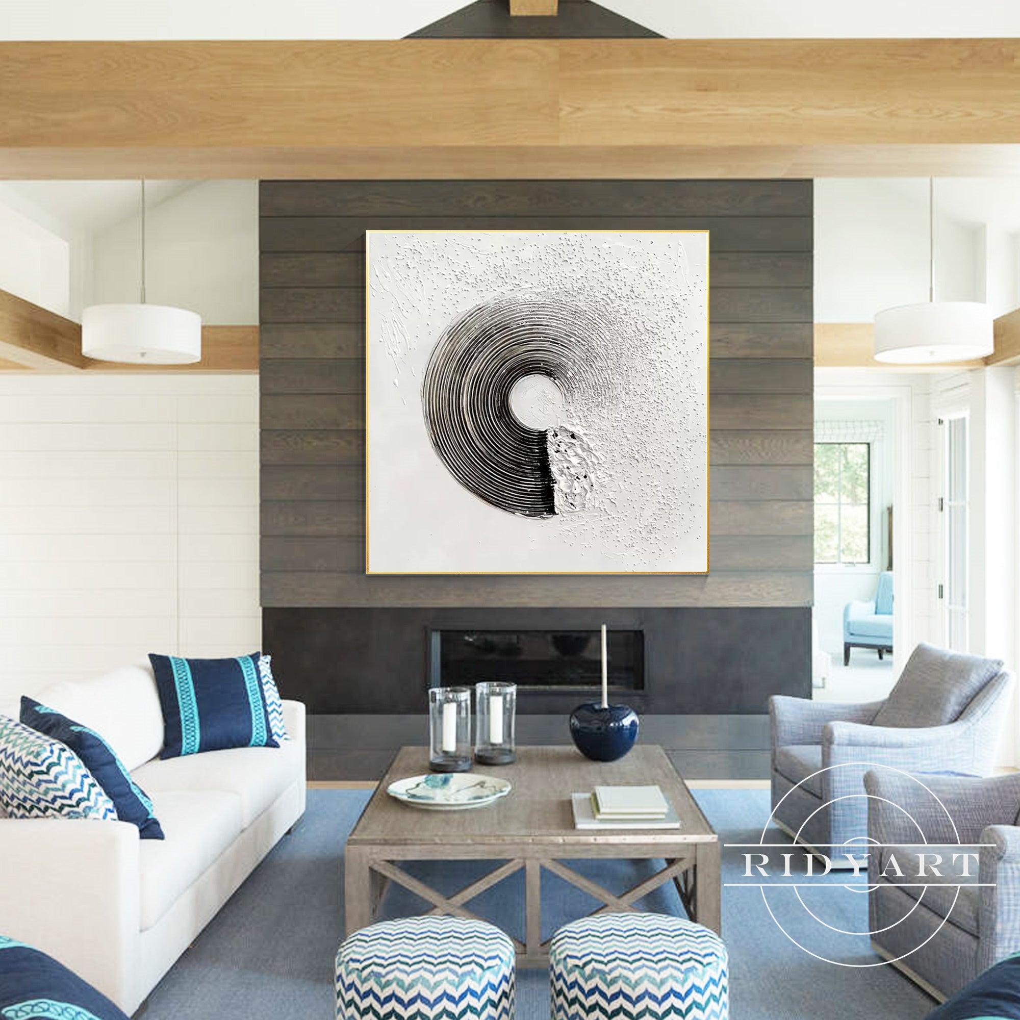 Salbeigrünes Berggemälde - Minimalistische große Wandkunst